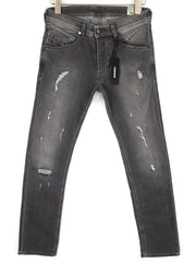 DIESEL Belther 0673P Men's Jeans W27/L30 Slim Taper Distressed Buttoned