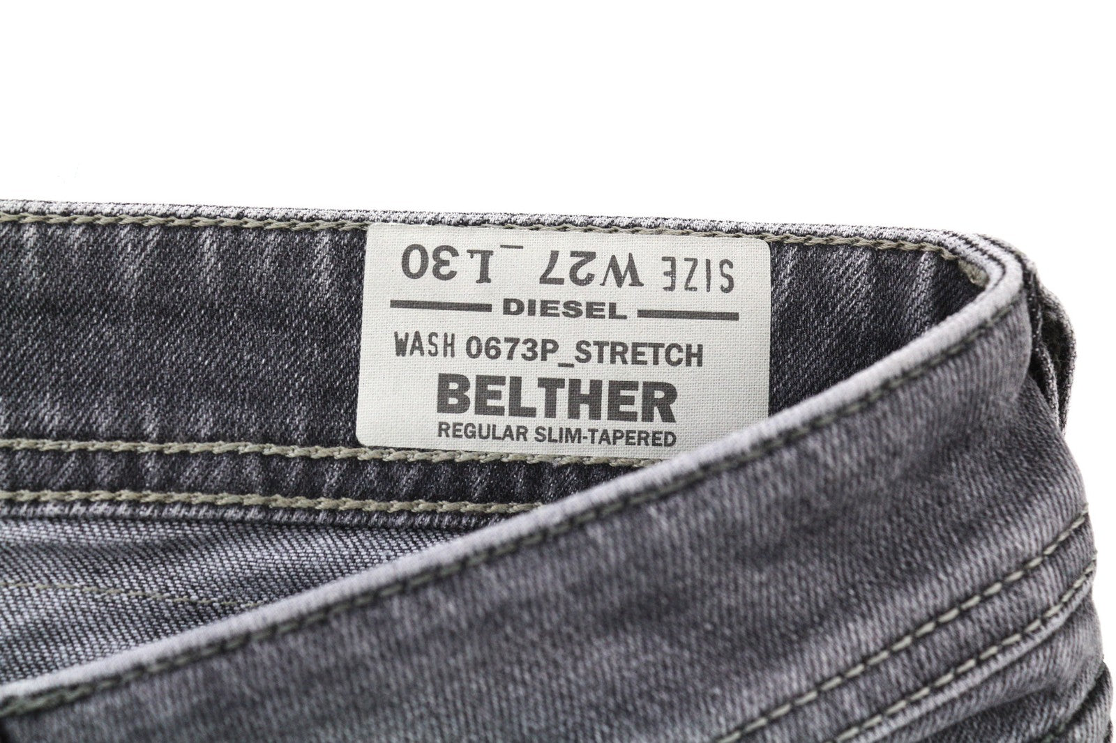 DIESEL Belther 0673P Men's Jeans W27/L30 Slim Taper Distressed Buttoned