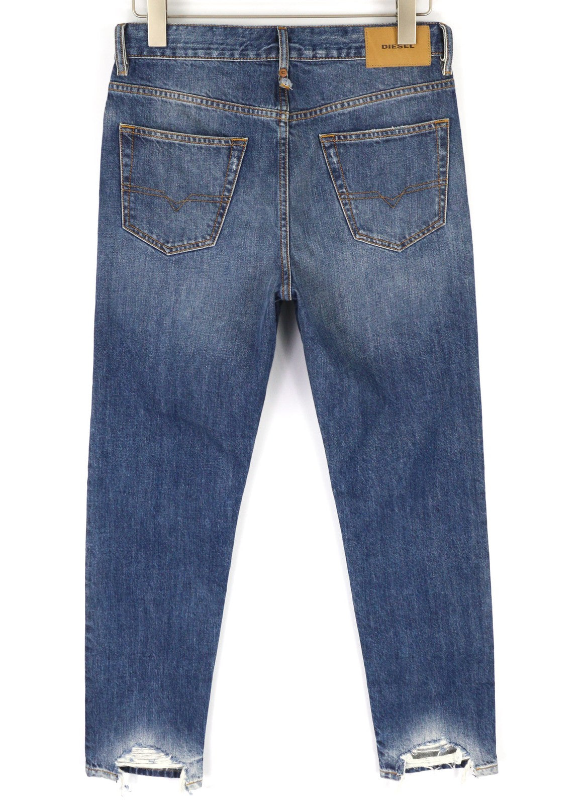DIESEL Mharky-B 085AG vyriški mėlyni W29/L32 skalbti ploni aptempti grynos medvilnės džinsai 
