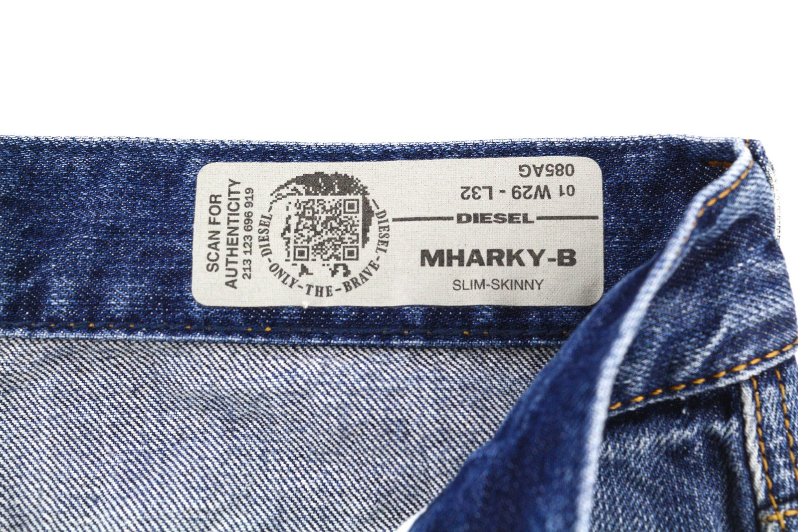 DIESEL Mharky-B 085AG Men's W29/L32 Blue Washed Slim Skinny Pure Cotton Jeans