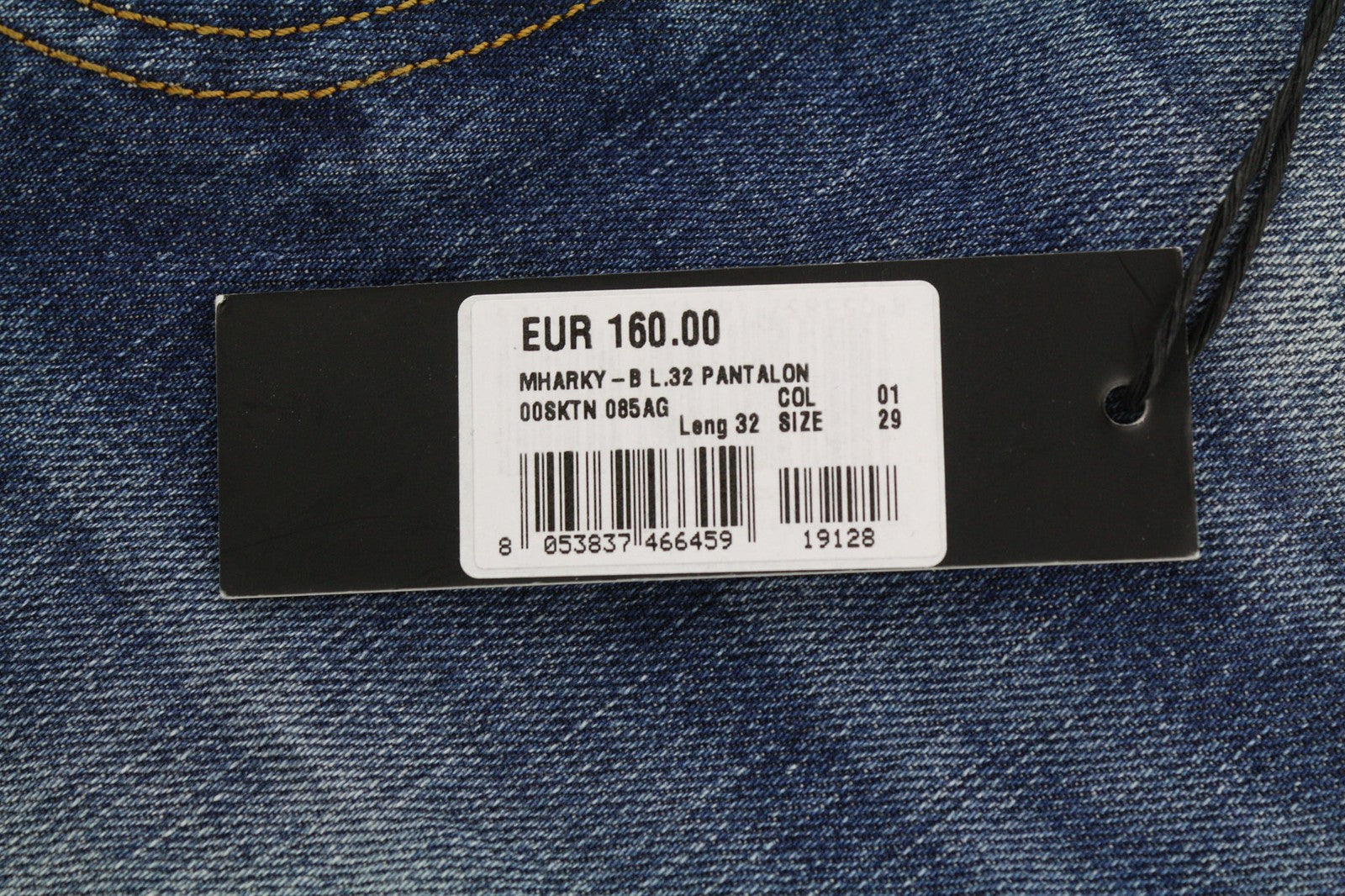 DIESEL Mharky-B 085AG Men's W29/L32 Blue Washed Slim Skinny Pure Cotton Jeans