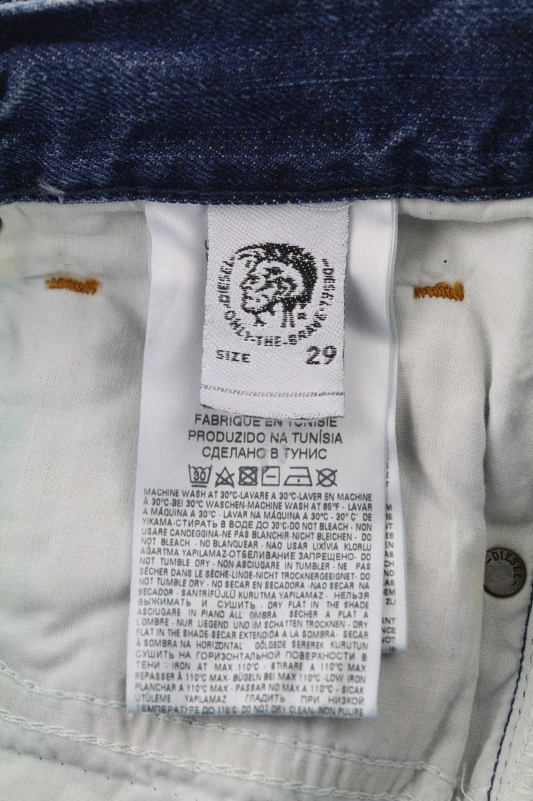 DIESEL Mharky-B 085AG Men's W29/L32 Blue Washed Slim Skinny Pure Cotton Jeans