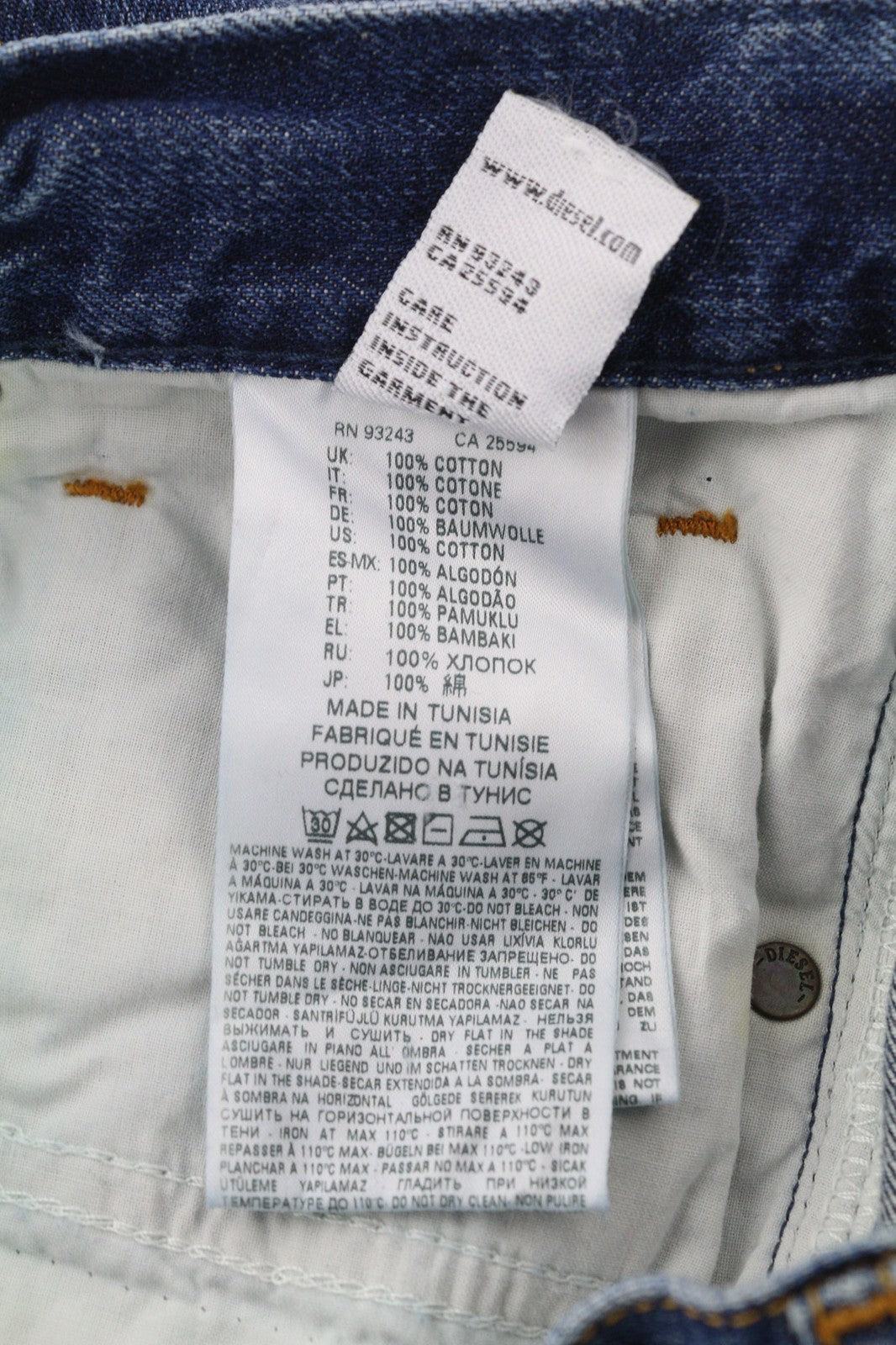 DIESEL Mharky-B 085AG Men's W29/L32 Blue Washed Slim Skinny Pure Cotton Jeans