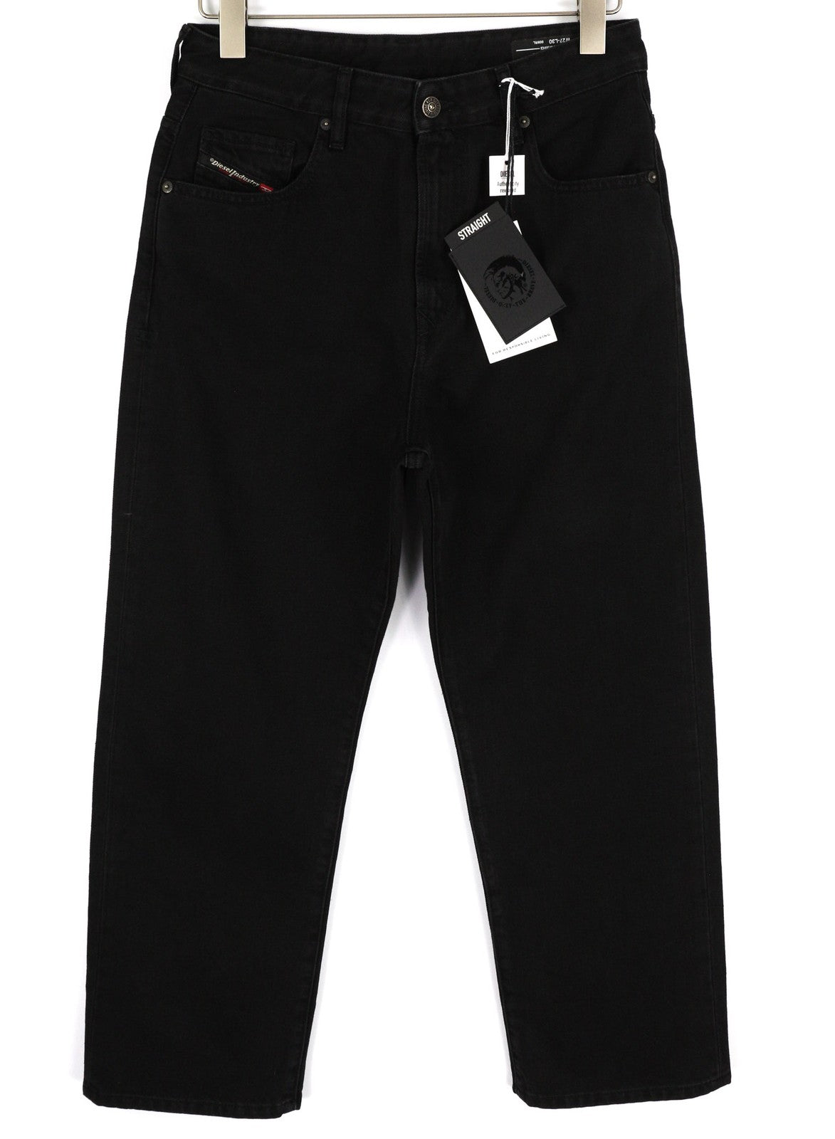 DIESEL D-Reggy 009RL moteriški džinsai W27/L30 juodi tiesūs užtrauktukai, vidutinio liemens 