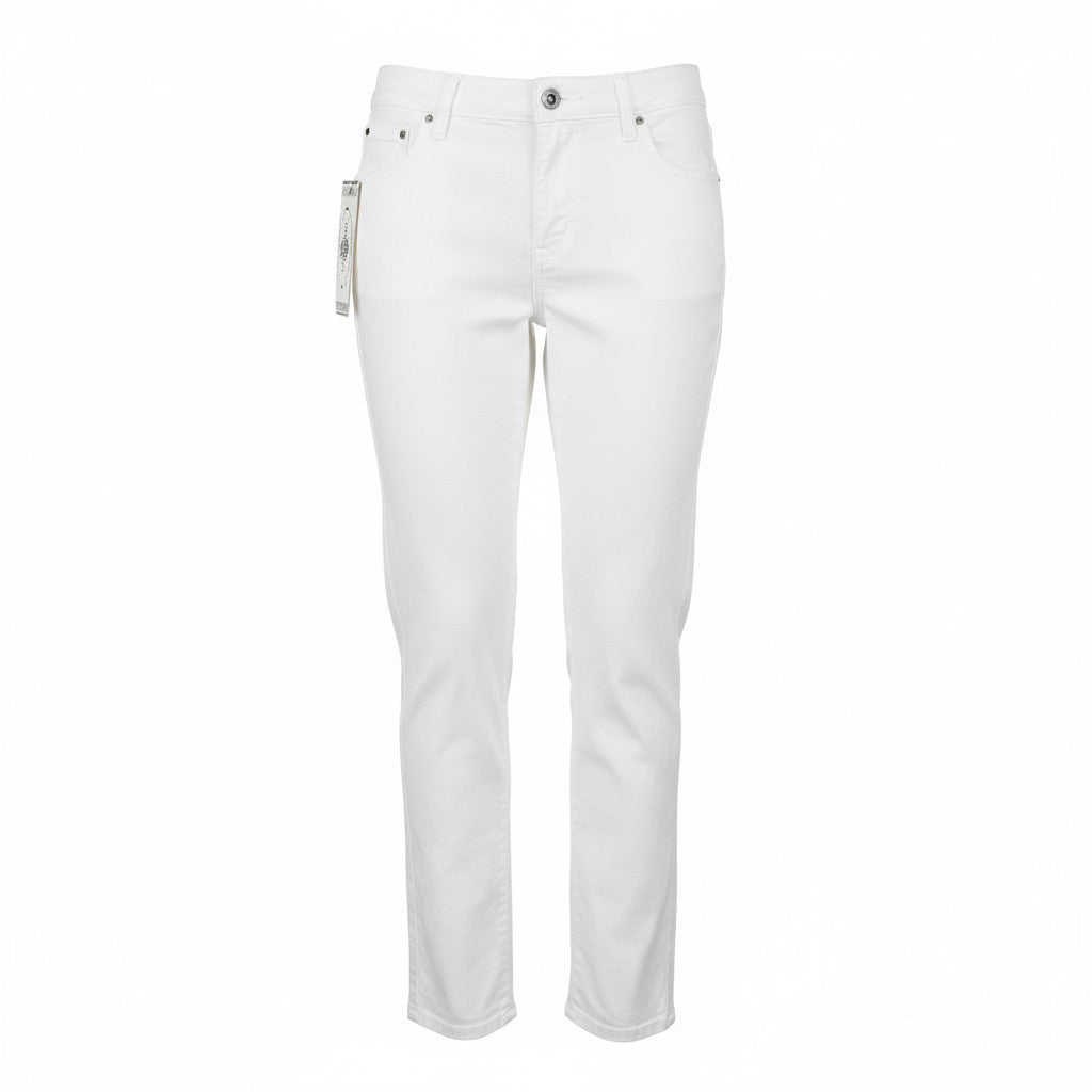 CIMARRON Claudie Women's W25 White Cotton Stretch Slim Fit Casual Trousers