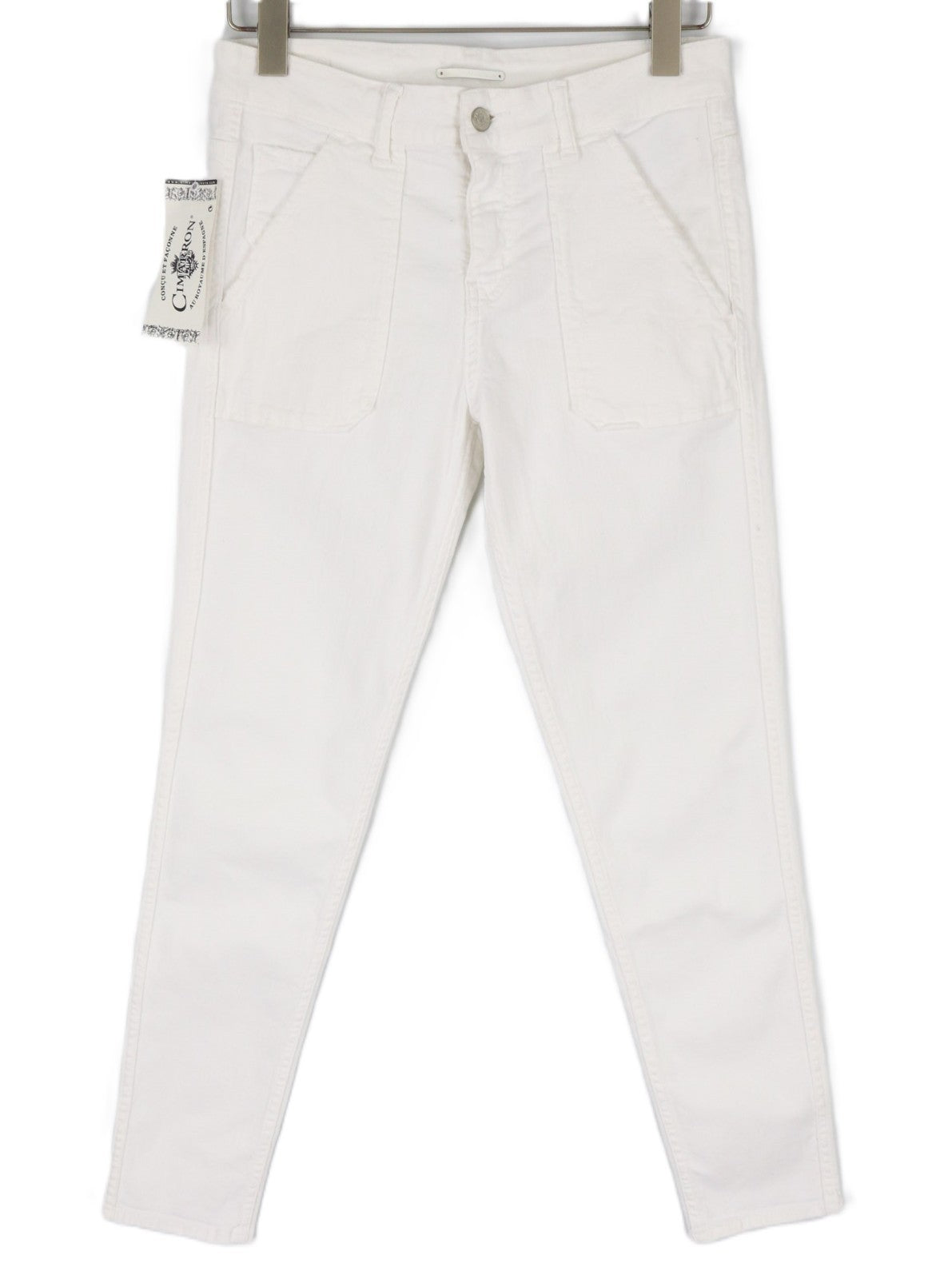 CIMARRON Claudie Women's W25 White Cotton Stretch Slim Fit Casual Trousers