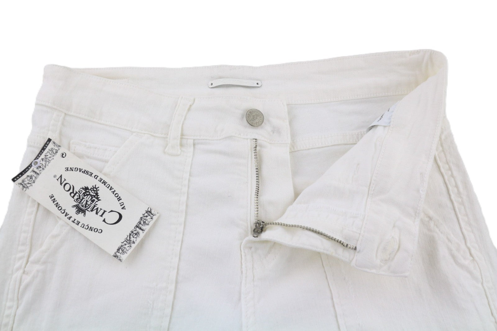 CIMARRON Claudie Women's W25 White Cotton Stretch Slim Fit Casual Trousers