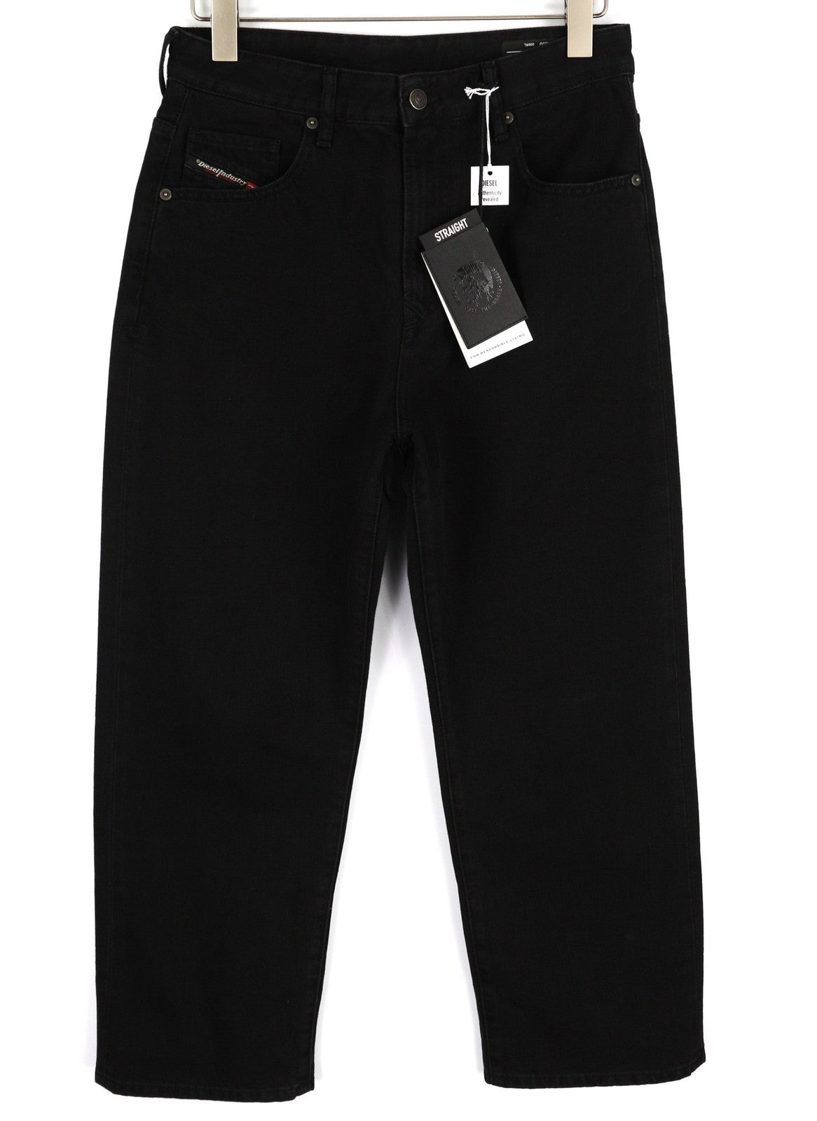 DIESEL D-Reggy 009RL moteriški džinsai W28/L30 juodi tiesūs užtrauktukai, vidutinio liemens