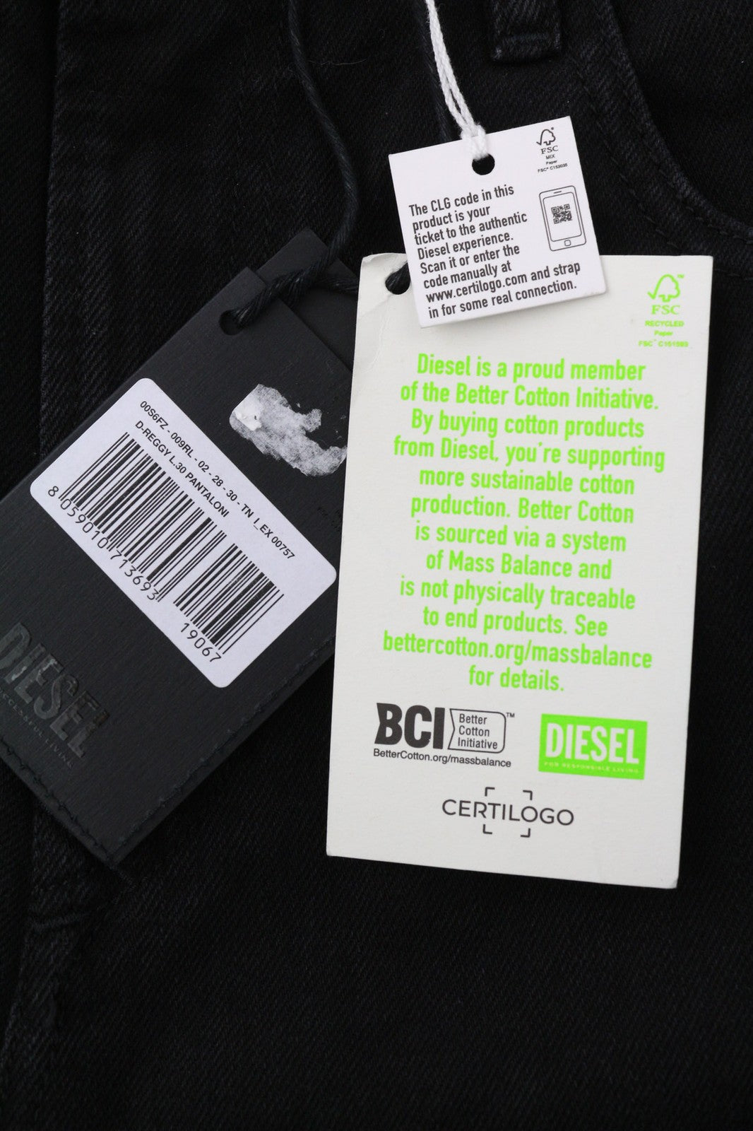 DIESEL D-Reggy 009RL moteriški džinsai W28/L30 juodi tiesūs užtrauktukai, vidutinio liemens