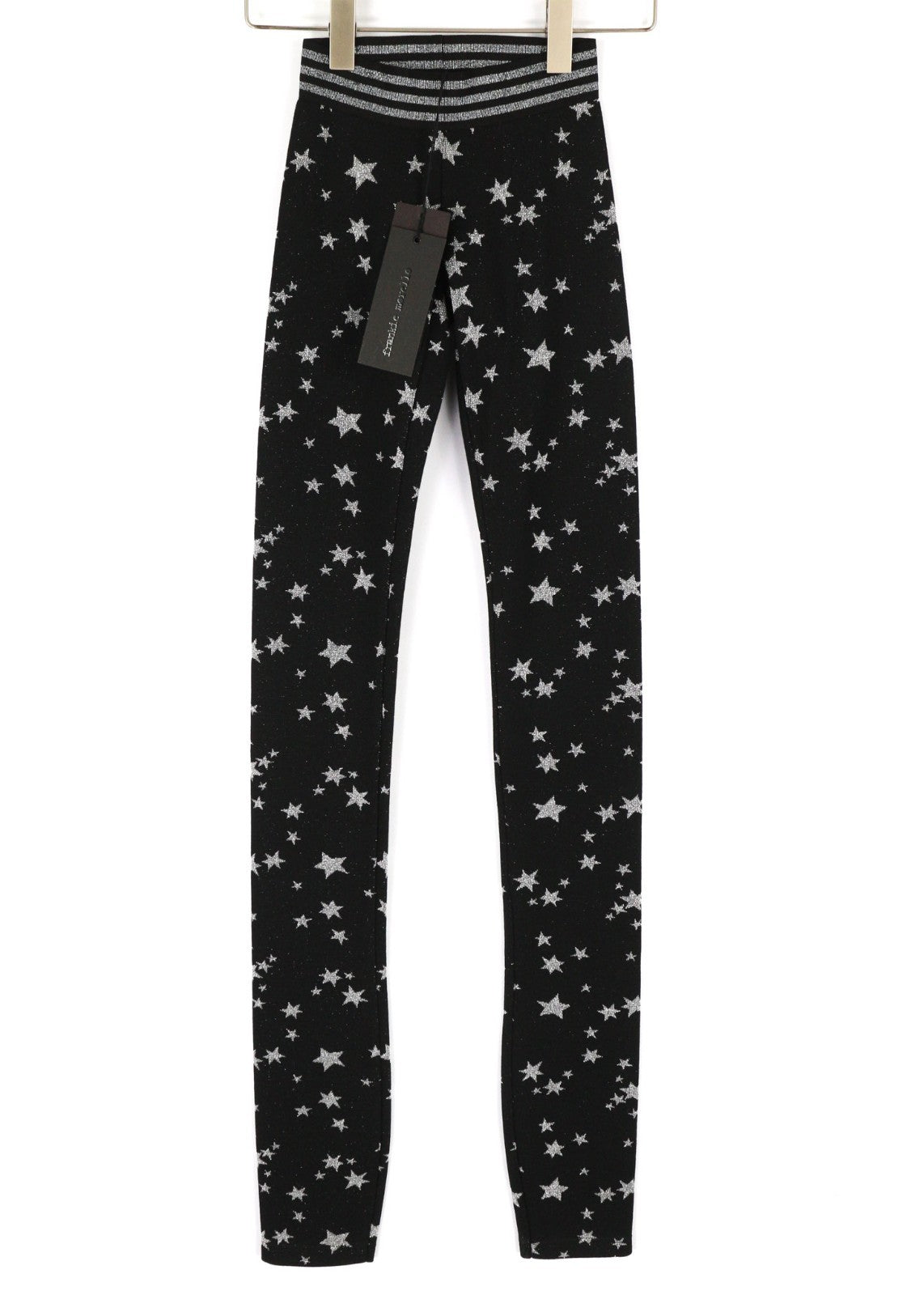 FRANKIE MORELLO Vidor Women's Trousers 40 Black Star Print Slim Elastic Waist