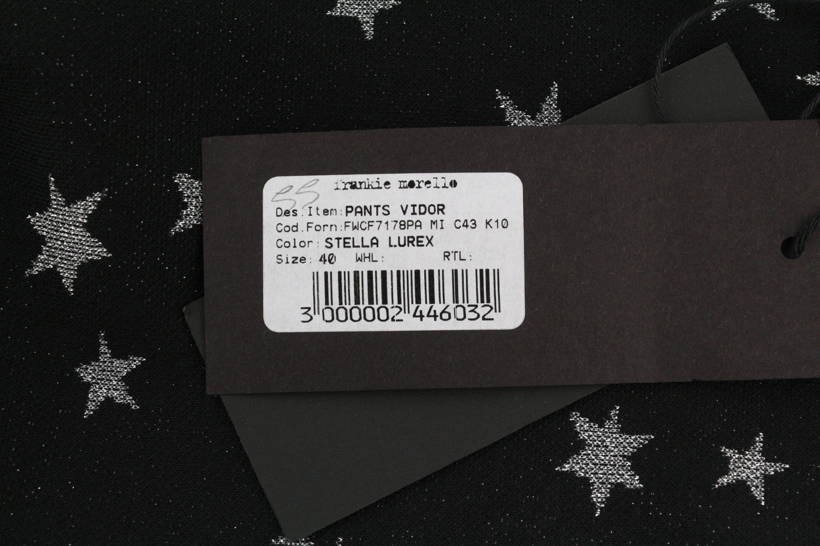 FRANKIE MORELLO Vidor Women's Trousers 40 Black Star Print Slim Elastic Waist