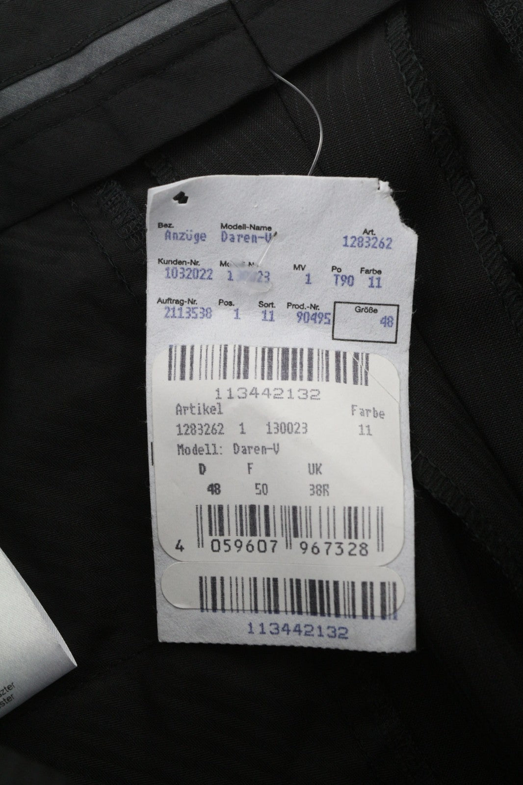 DIGEL Daren-V Men's Trousers UK38 Black Virgin Wool Stretch Stripe Zip Fly