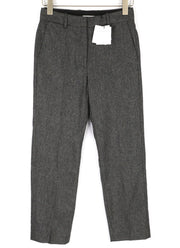 SANDRO Loi Gris Women's Trousers 36 Melange Wool Blend Zipped Slim Taper RRP225