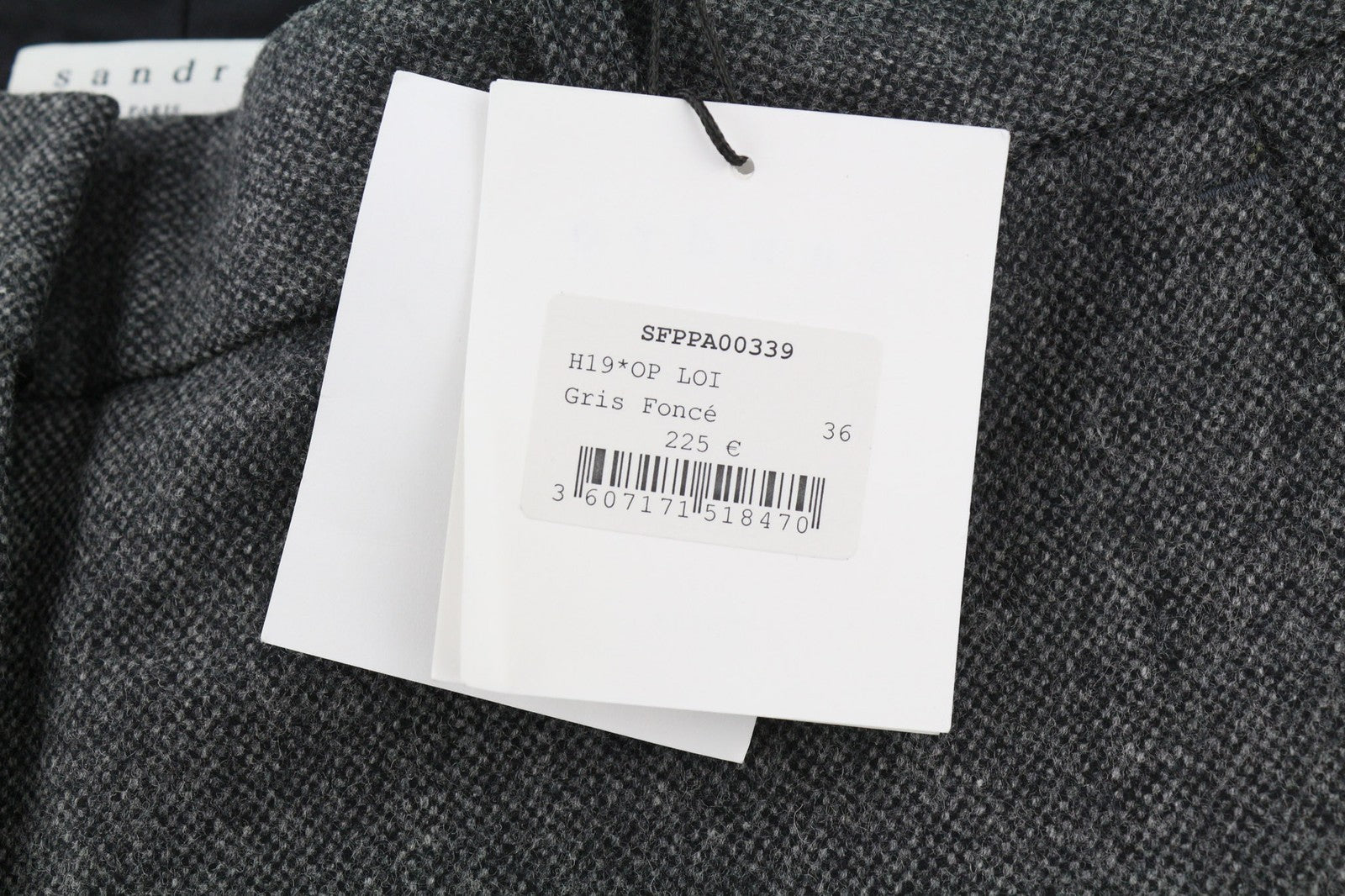 SANDRO Loi Gris Women's Trousers 36 Melange Wool Blend Zipped Slim Taper RRP225