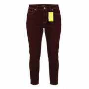 LUISA SPAGNOLI Obelix Women's Trousers 46 Burgundy Velour Slim Zipped Style