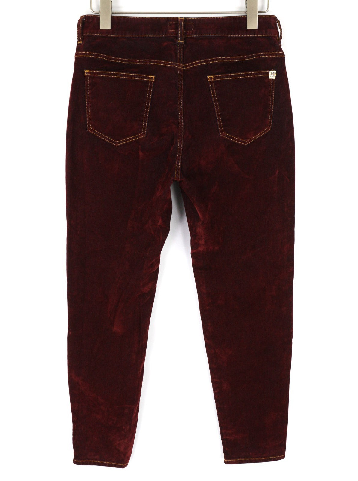 LUISA SPAGNOLI Obelix Women's Trousers 46 Burgundy Velour Slim Zipped Style