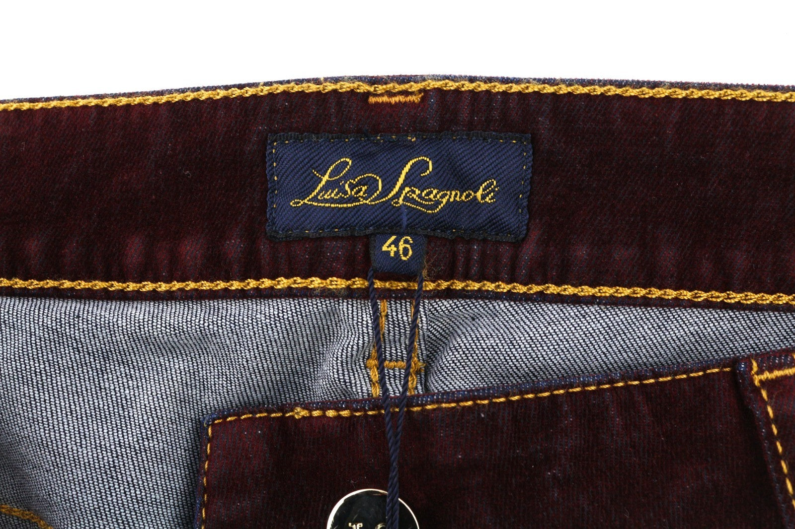 LUISA SPAGNOLI Obelix Women's Trousers 46 Burgundy Velour Slim Zipped Style