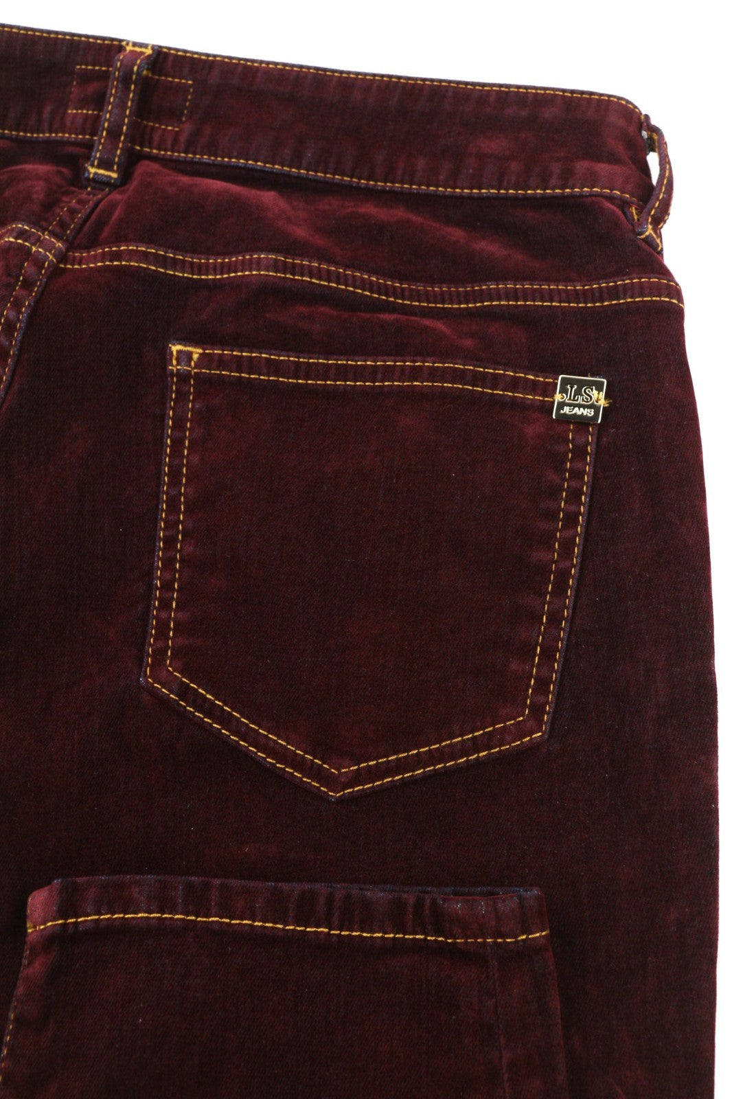 LUISA SPAGNOLI Obelix Women's Trousers 46 Burgundy Velour Slim Zipped Style