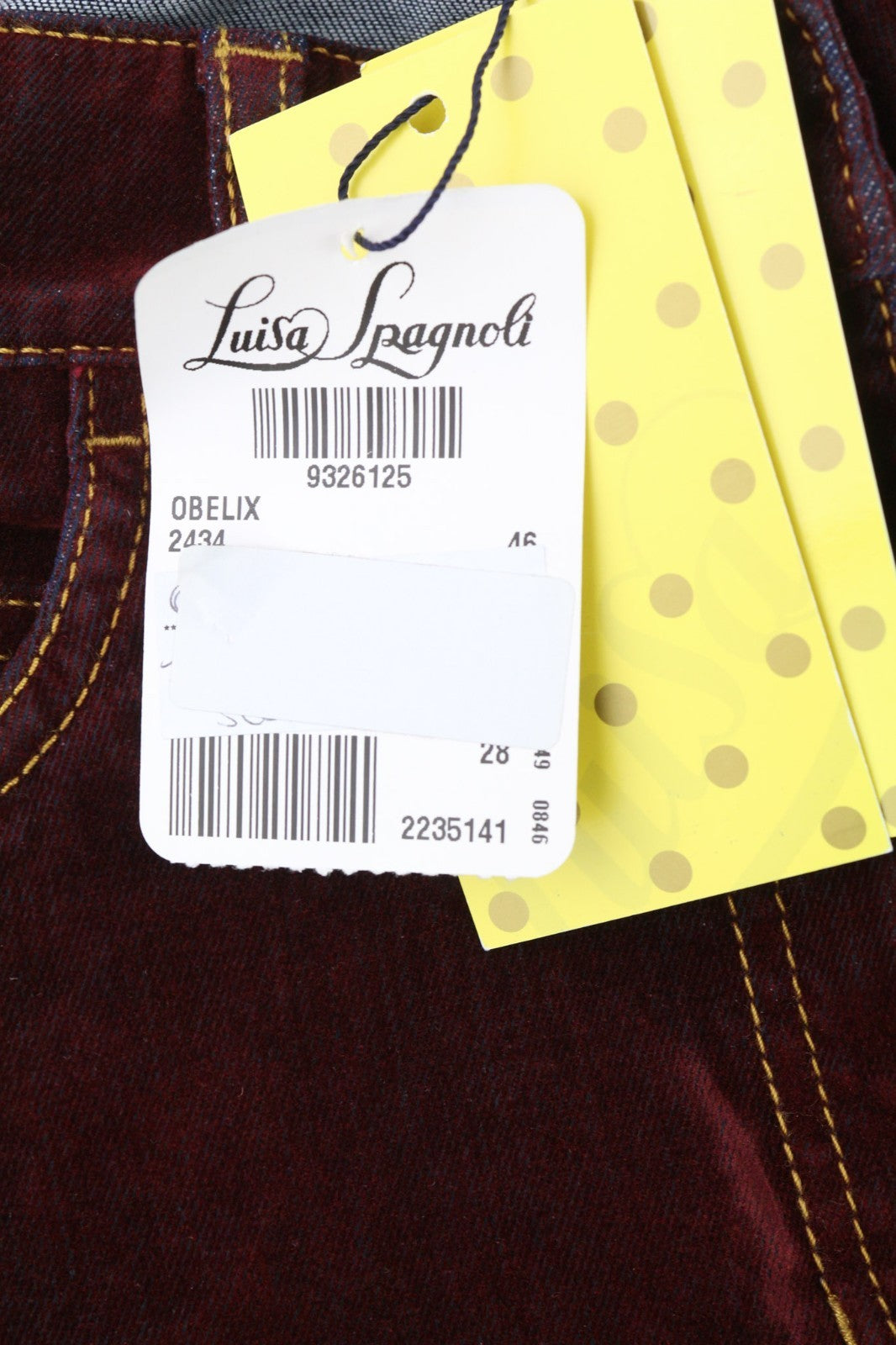 LUISA SPAGNOLI Obelix Women's Trousers 46 Burgundy Velour Slim Zipped Style