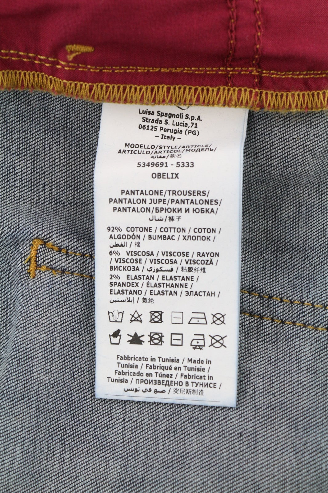 LUISA SPAGNOLI Obelix Women's Trousers 46 Burgundy Velour Slim Zipped Style