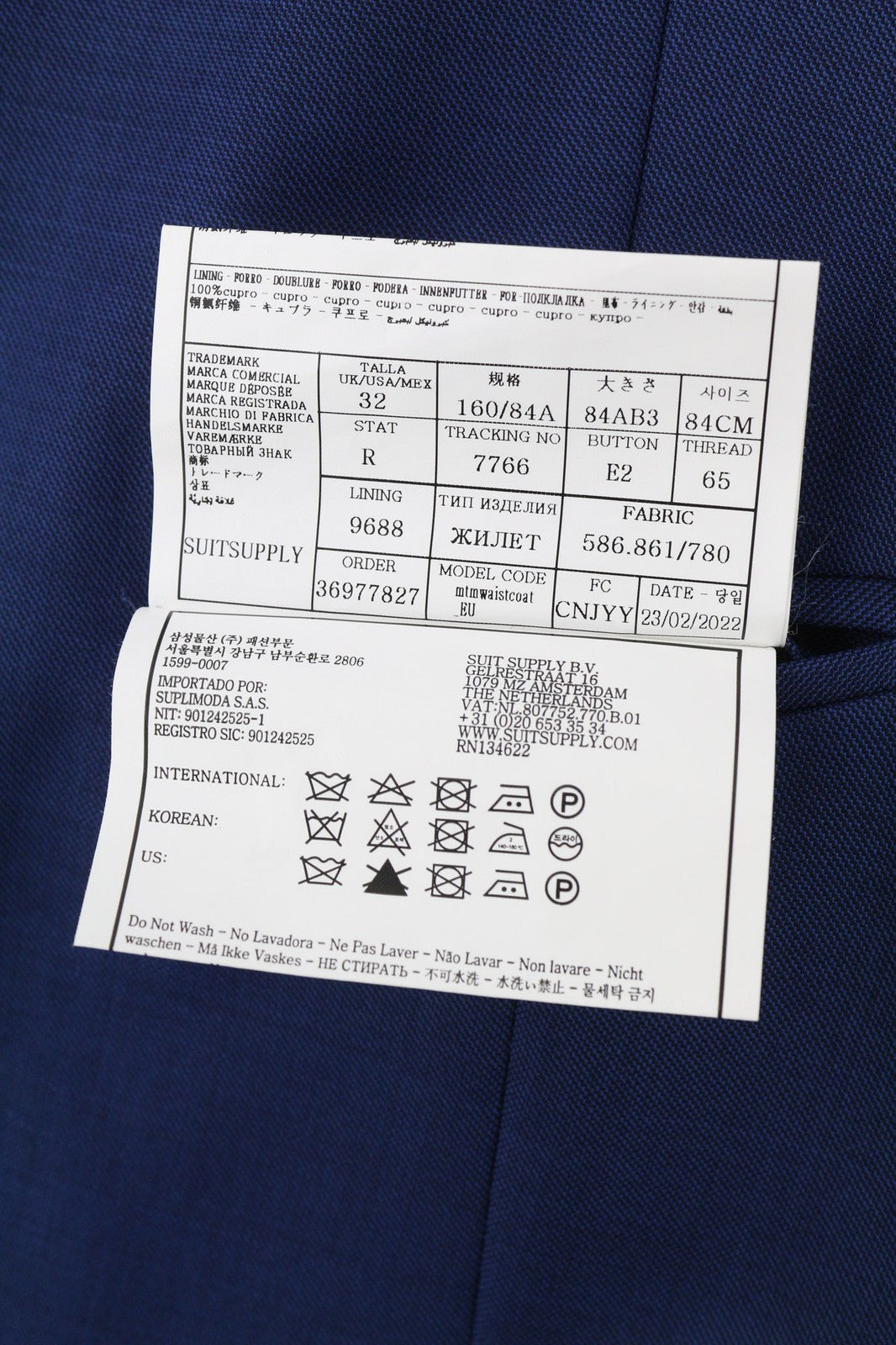 SUITSUPPLY Ferrara Brescia Men's Suit UK32/UK34 Blue Wool 2in1 Single Breasted