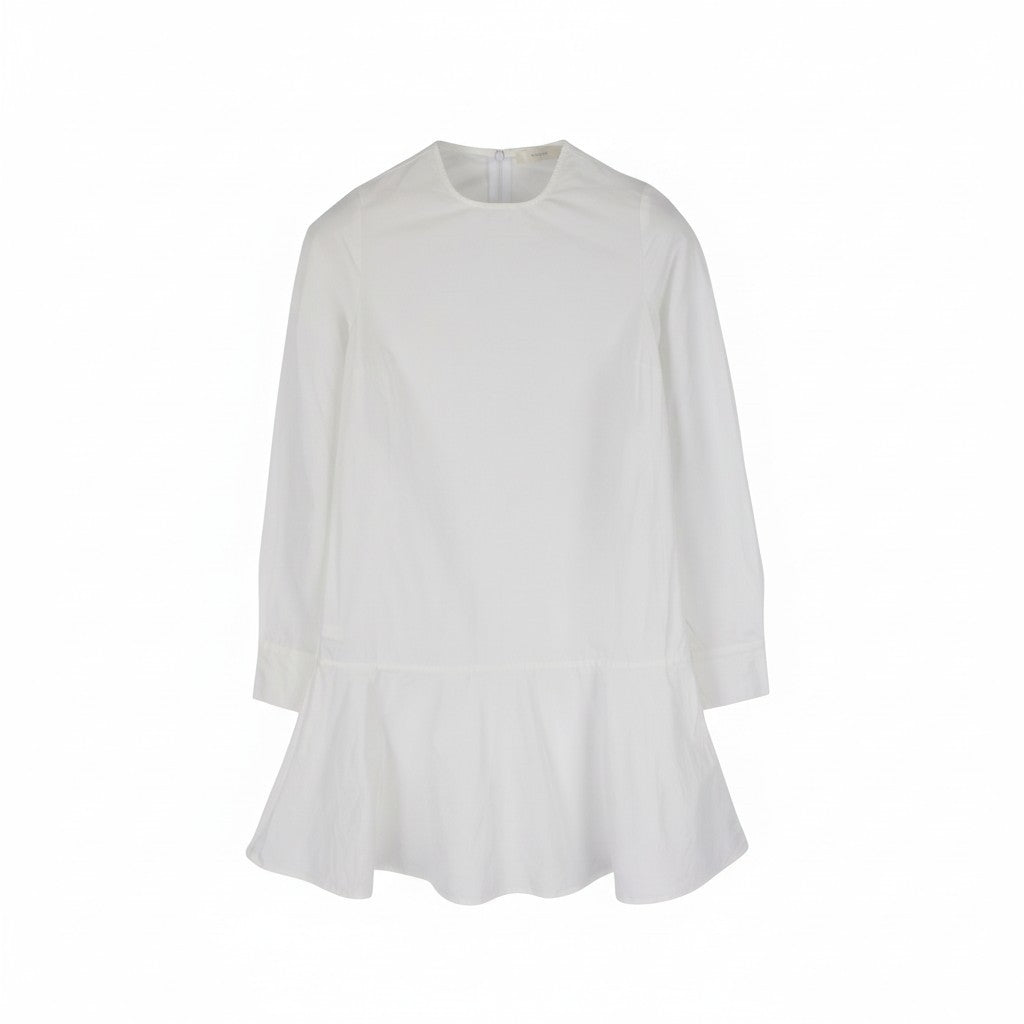 SUISTUDIO Dylan Women's Dress UK6 White Cotton Crew Neck Long Sleeve Short Logo