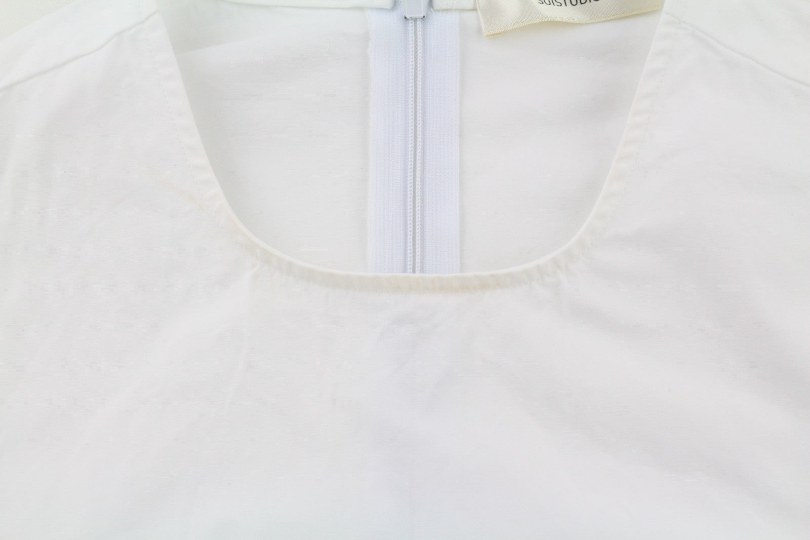 SUISTUDIO Dylan Women's Dress UK6 White Cotton Crew Neck Long Sleeve Short Logo