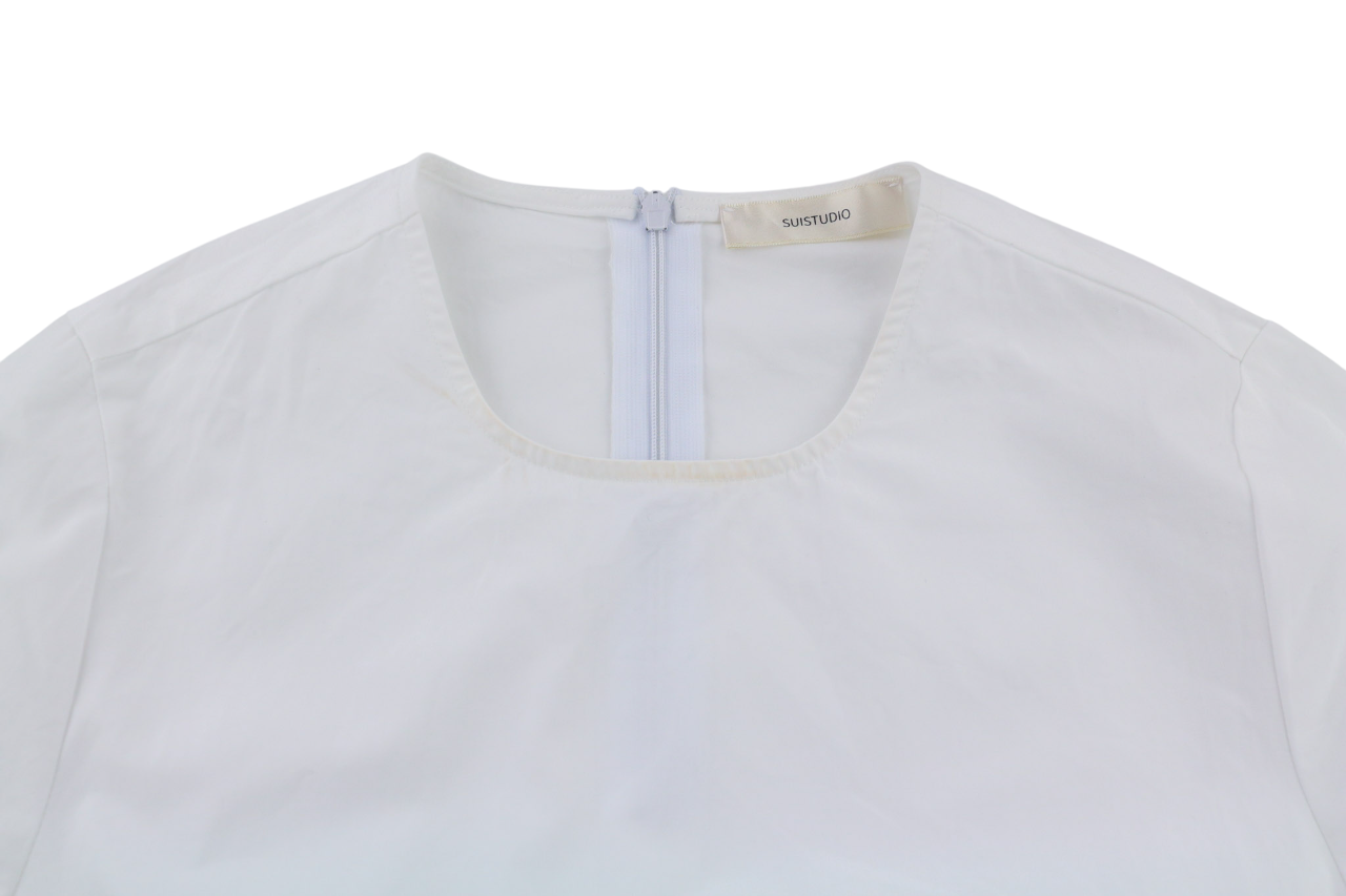 SUISTUDIO Dylan Women's Dress UK6 White Cotton Crew Neck Long Sleeve Short Logo