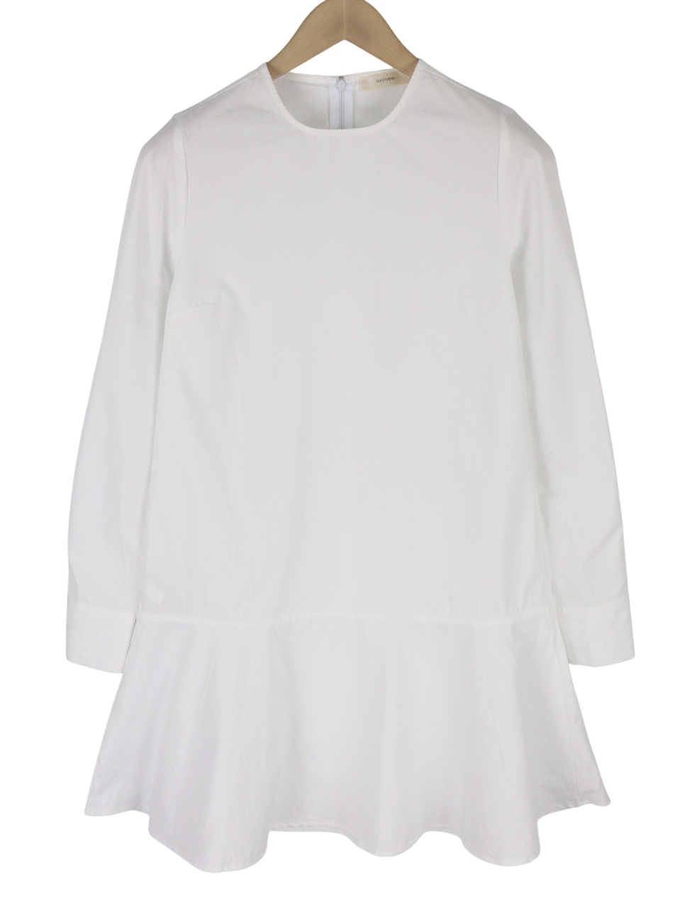 SUISTUDIO Dylan Women's Dress UK10 White Cotton Long Sleeve Crew Neck Short Logo