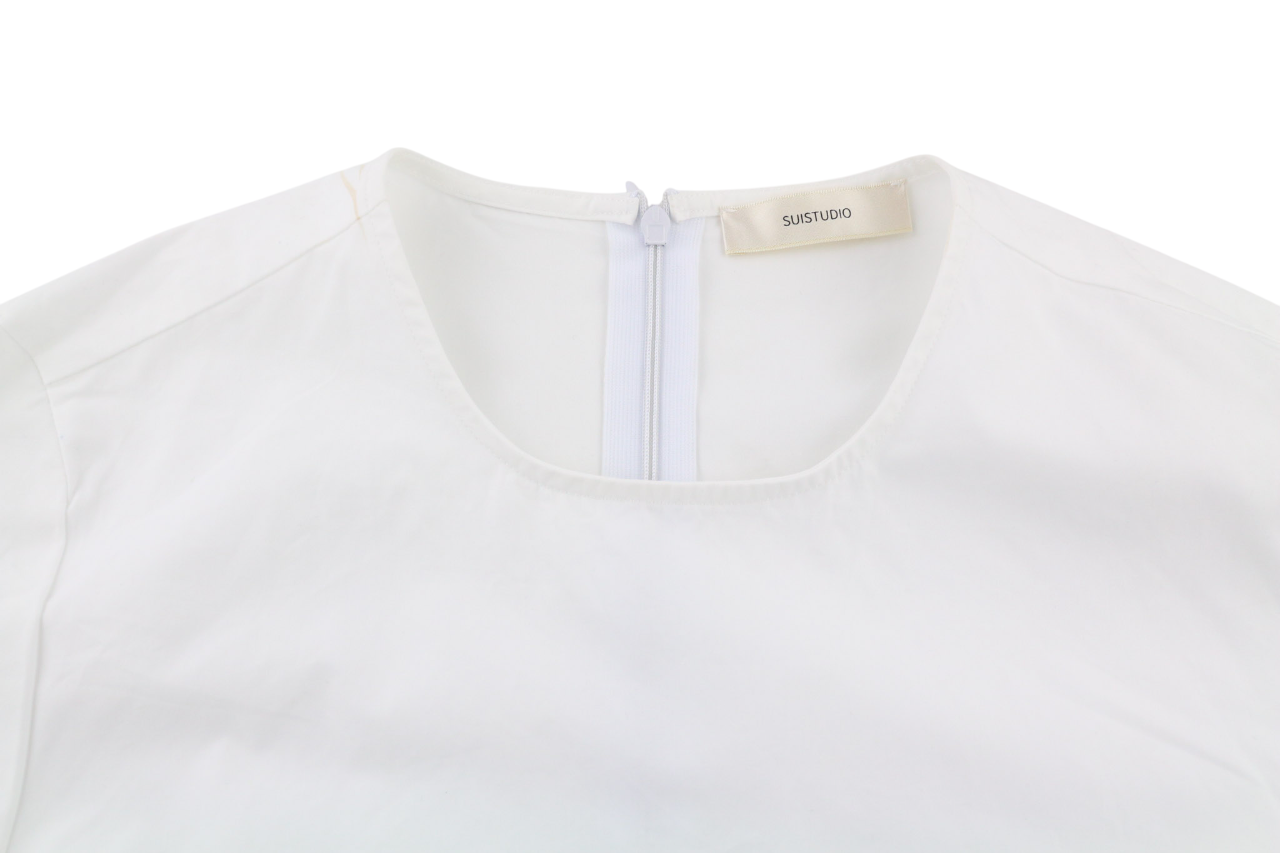 SUISTUDIO Dylan Women's Dress UK10 White Cotton Long Sleeve Crew Neck Short Logo