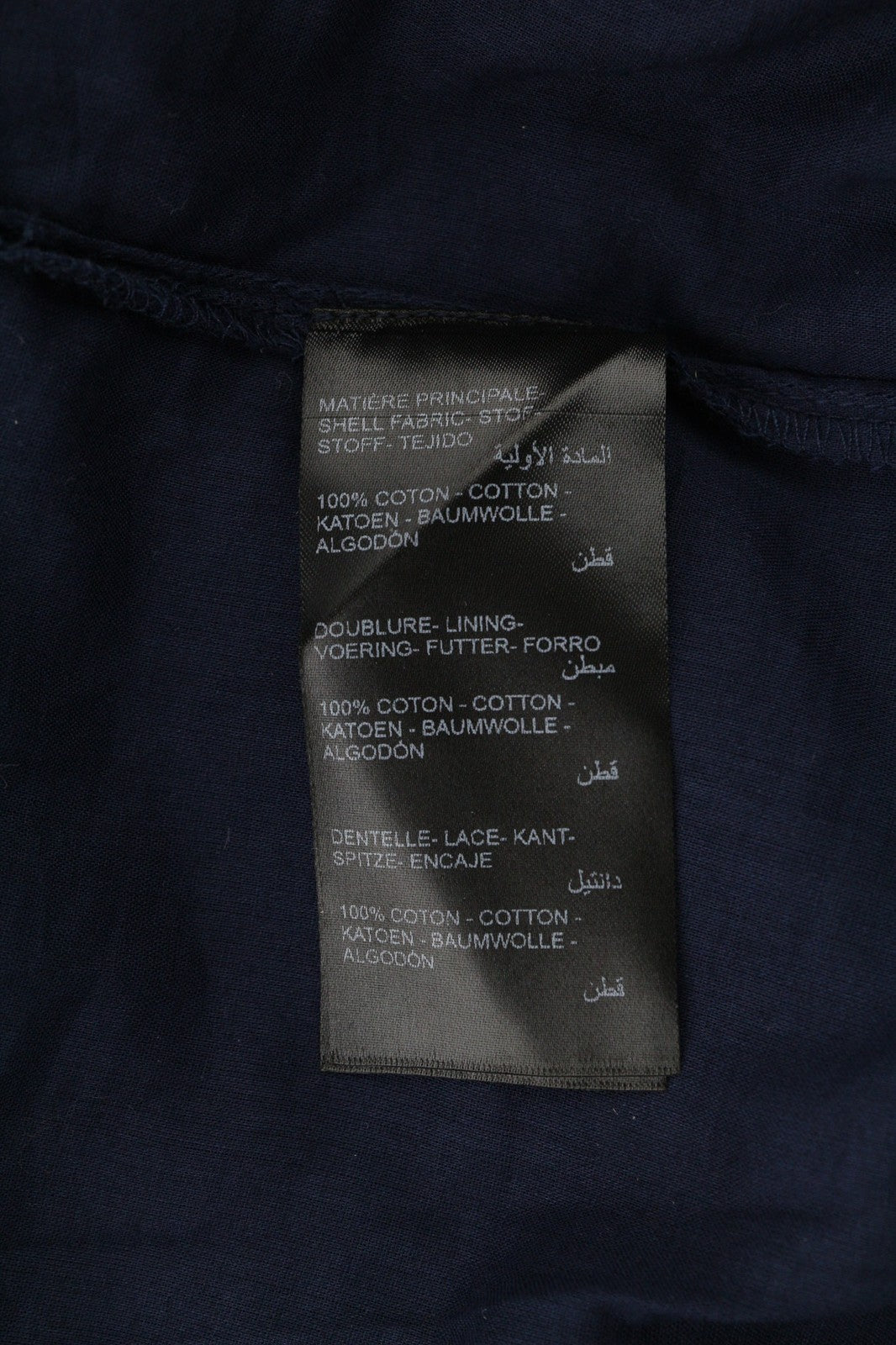 MAISON 123 Corelia R Guip moteriška suknelė 42 tamsiai mėlyna trumpomis rankovėmis su 1/4 sagomis 