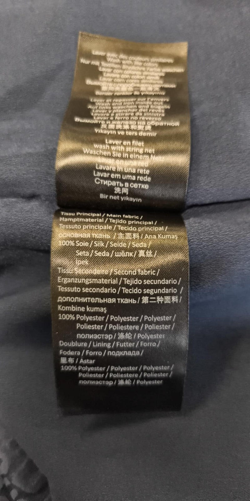 ONE STEP Ikks Women's Dress 38 Dark Blue Silk Blend 3/4 Sleeve Zip Print Style