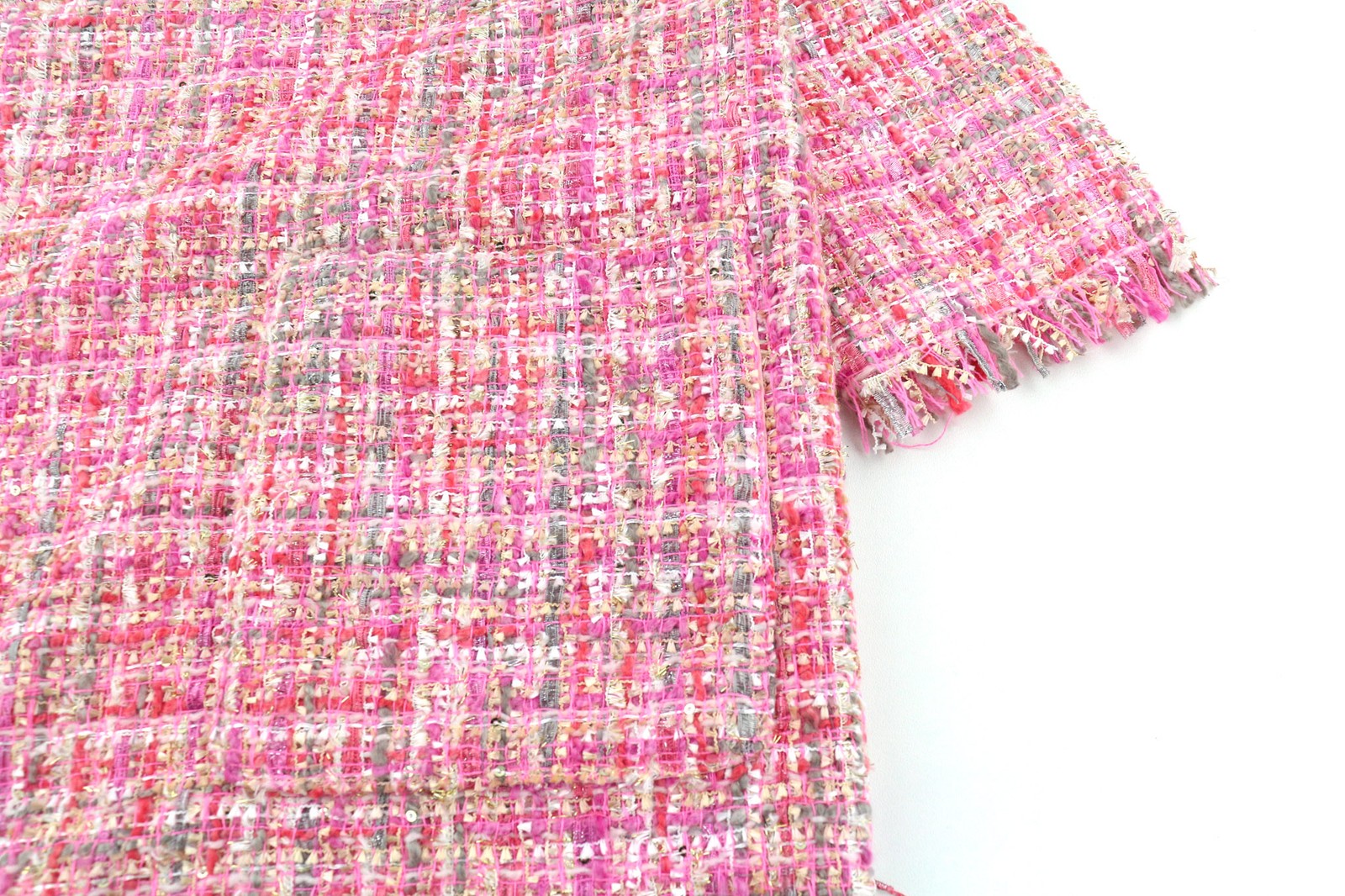 GUGLIELMO CAPONE Women's Dress ~S Tweed 3/4 Sleeve Crew Neck Pocket Short Print