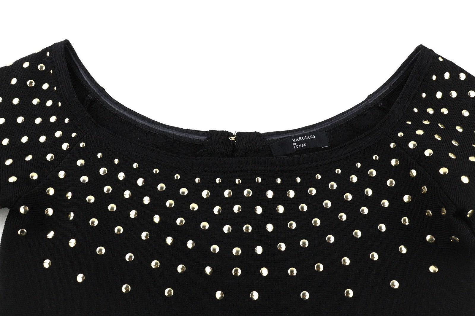 MARCIANO FOR GUESS Women's Dress M Black Open Shoulder Long Sleeve Metal Detail