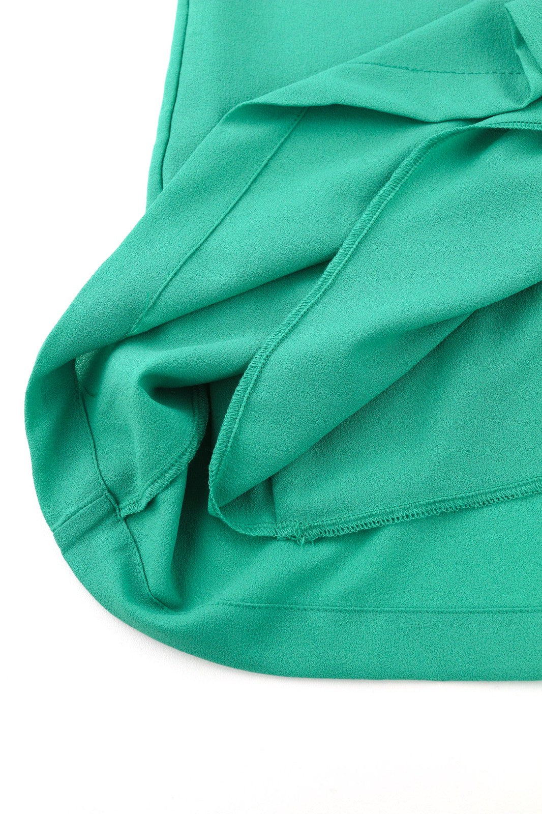 ALMATRICHI Women's Dress 36 Green Ruffle Long Sleeve Lined Open Back Short Logo