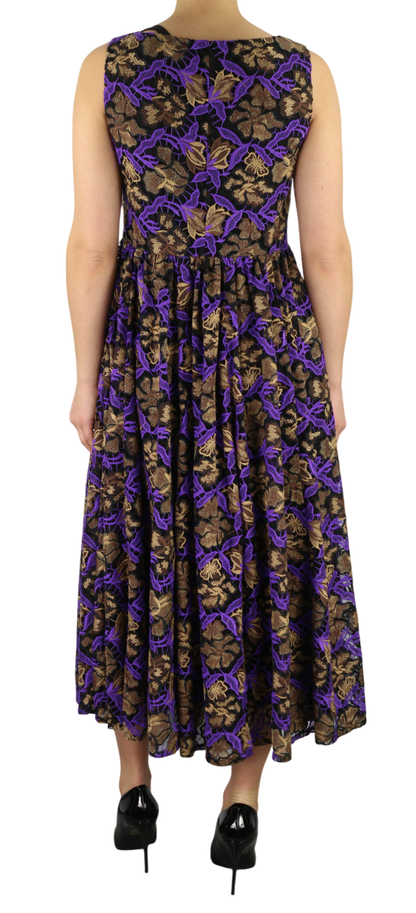 GUGLIELMO CAPONE Ballerina Pizz Women's Dress 40 Embroidered Sleeveless Midi