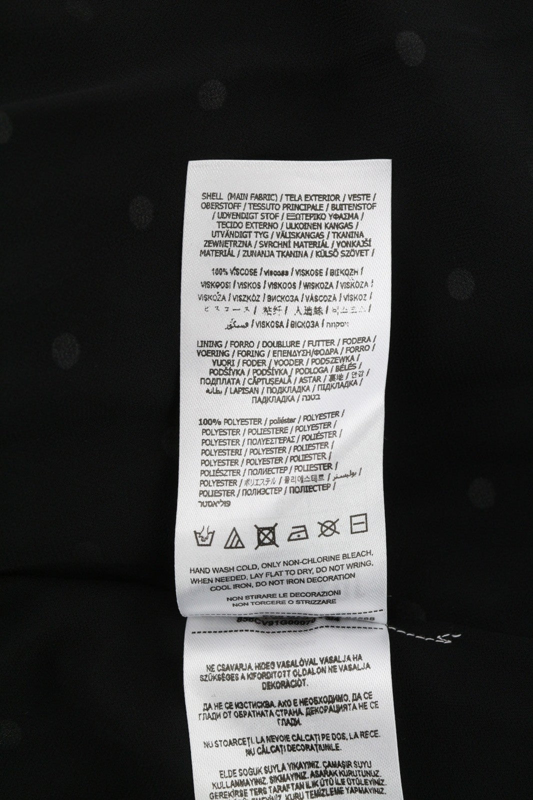 GUESS Women's Dress M Black White V-Neck Long Sleeve Polka Dot Lined Midi Logo