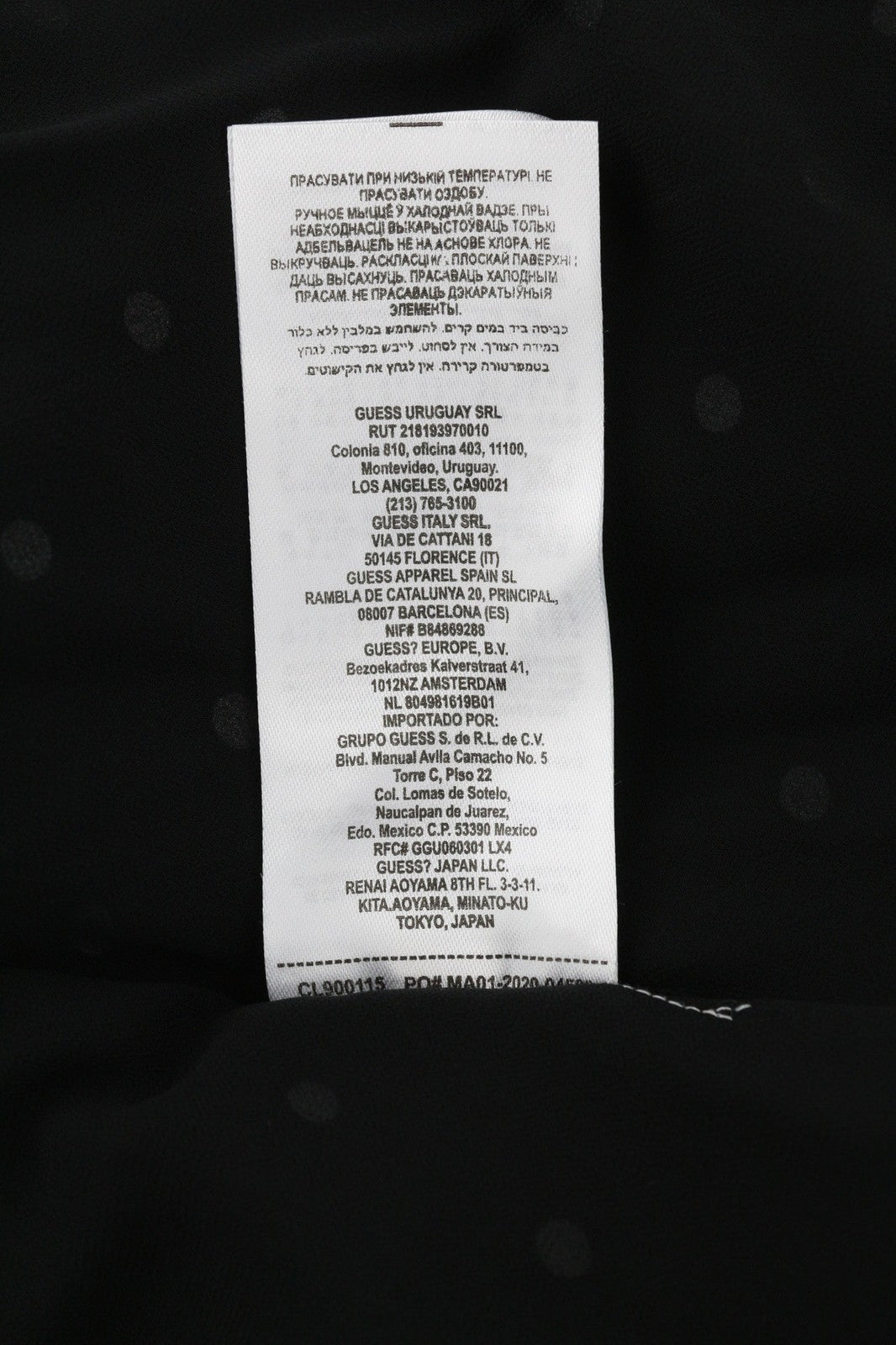 GUESS Women's Dress M Black White V-Neck Long Sleeve Polka Dot Lined Midi Logo