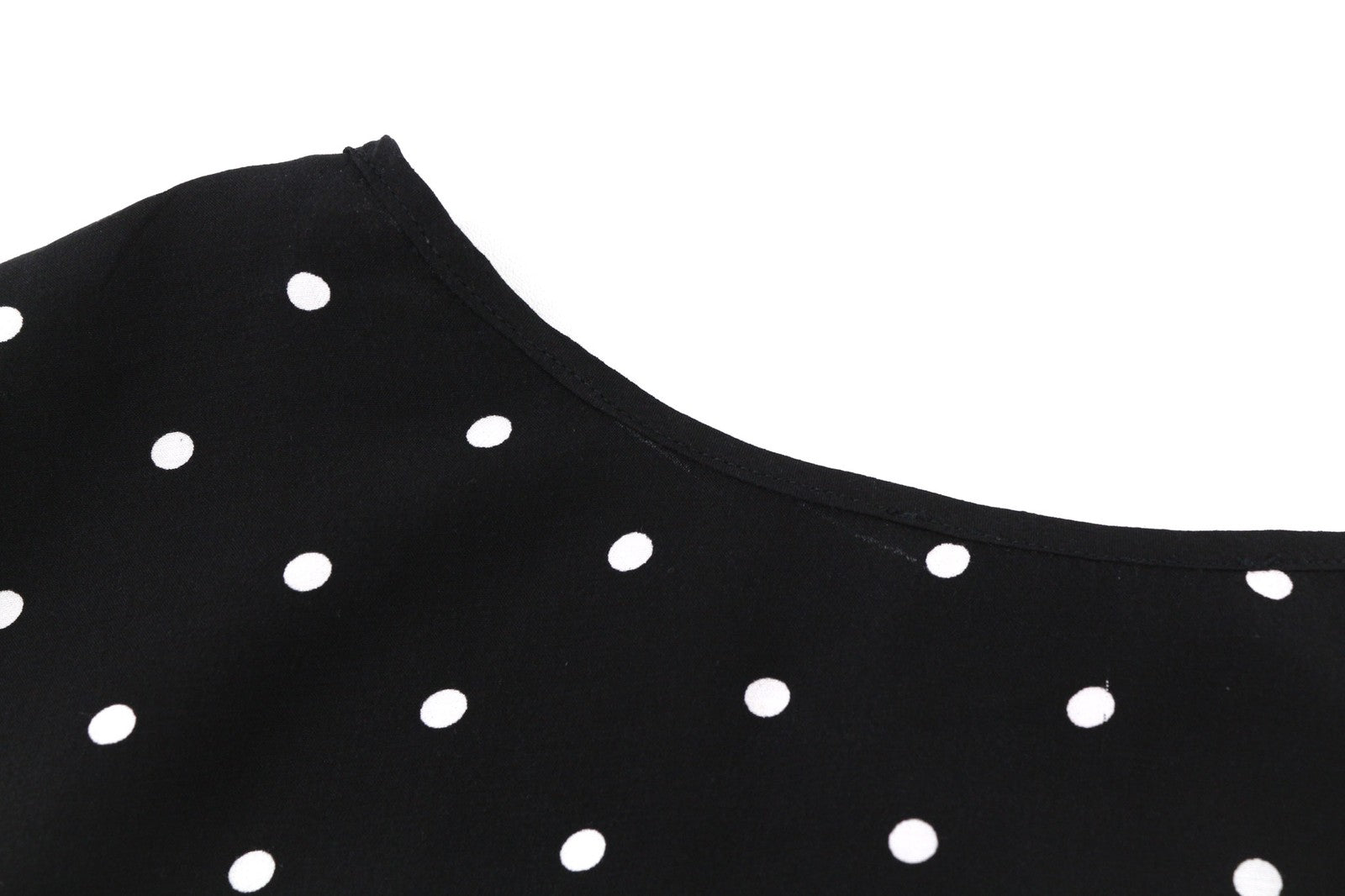 GUESS Women's Dress M Black White V-Neck Long Sleeve Polka Dot Lined Midi Logo