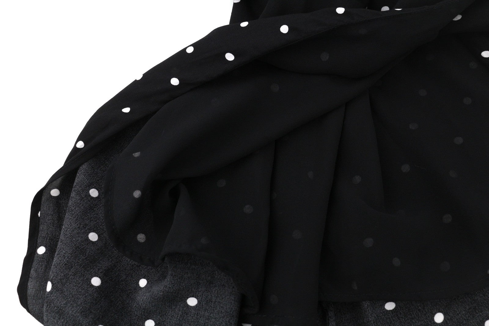 GUESS Women's Dress M Black White V-Neck Long Sleeve Polka Dot Lined Midi Logo