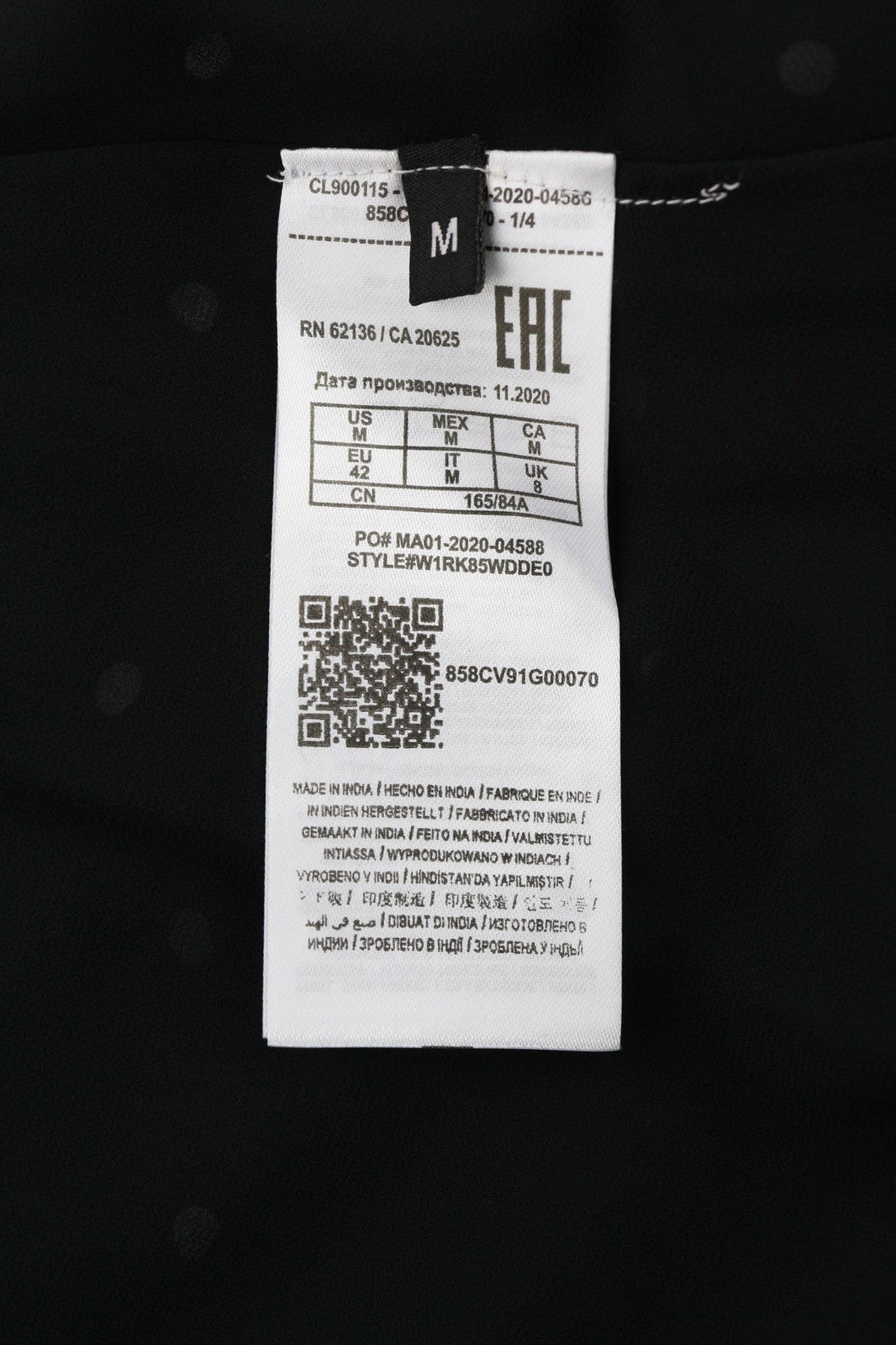 GUESS Women's Dress M Black White V-Neck Long Sleeve Polka Dot Lined Midi Logo