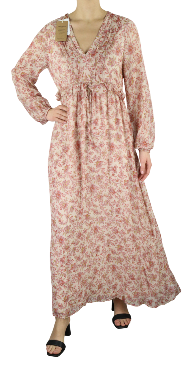 MAISON 123 Nao R Imprimee Women's Dress 40 Silk Blend Floral Long Sleeve Long