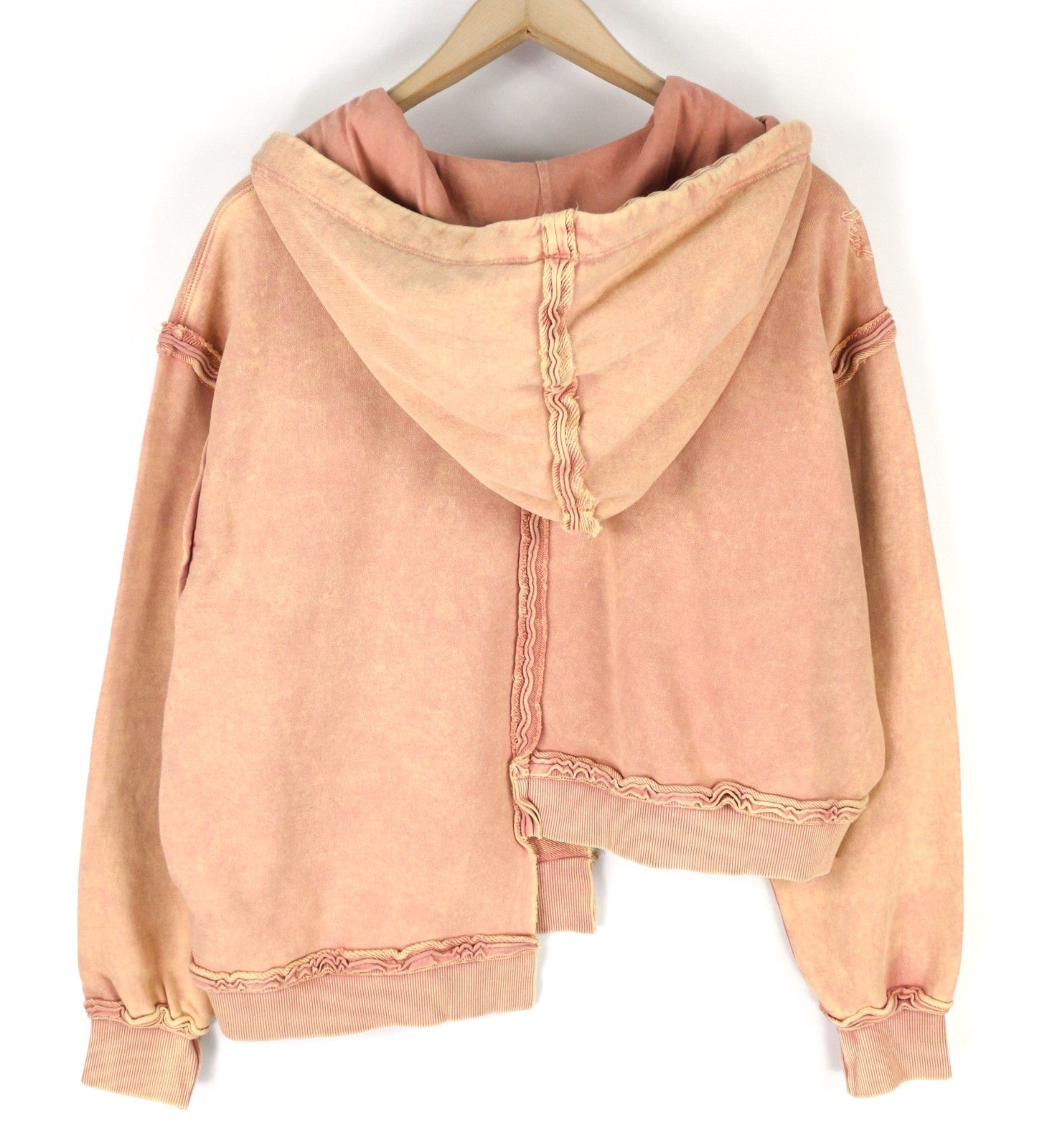 DIESEL F-Mikky Felpa Women's Hoodie S Peach Hood Asym Pocket Strap Logo RRP195