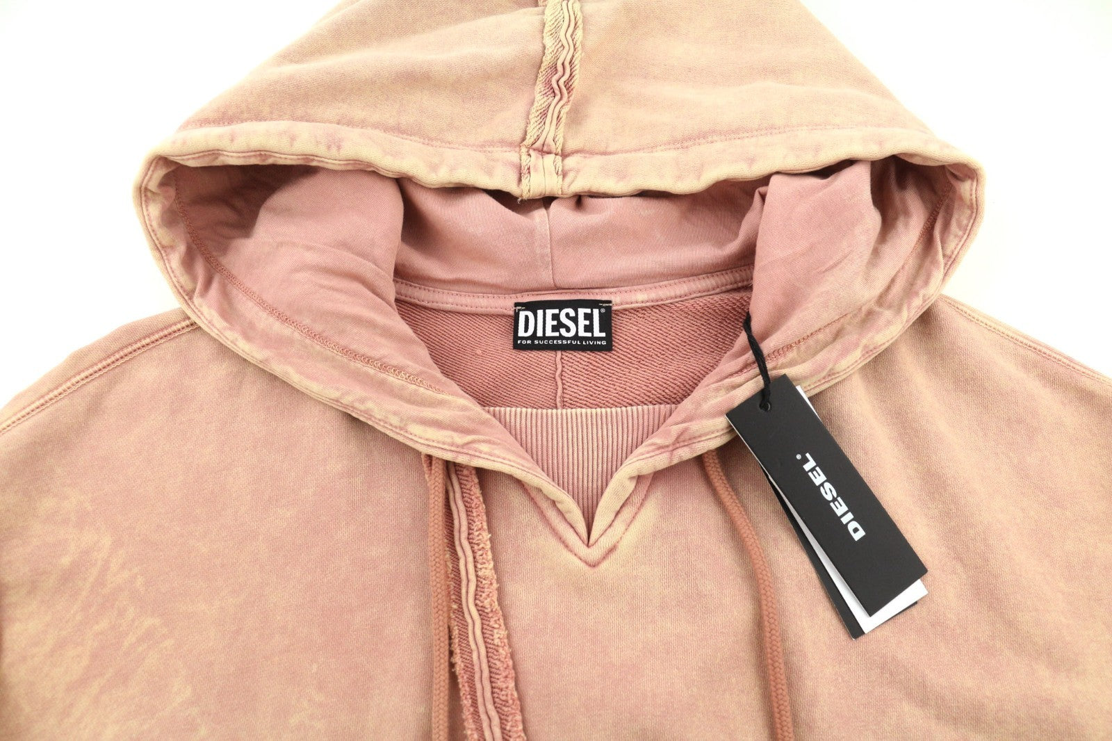DIESEL F-Mikky Felpa Women's Hoodie S Peach Hood Asym Pocket Strap Logo RRP195