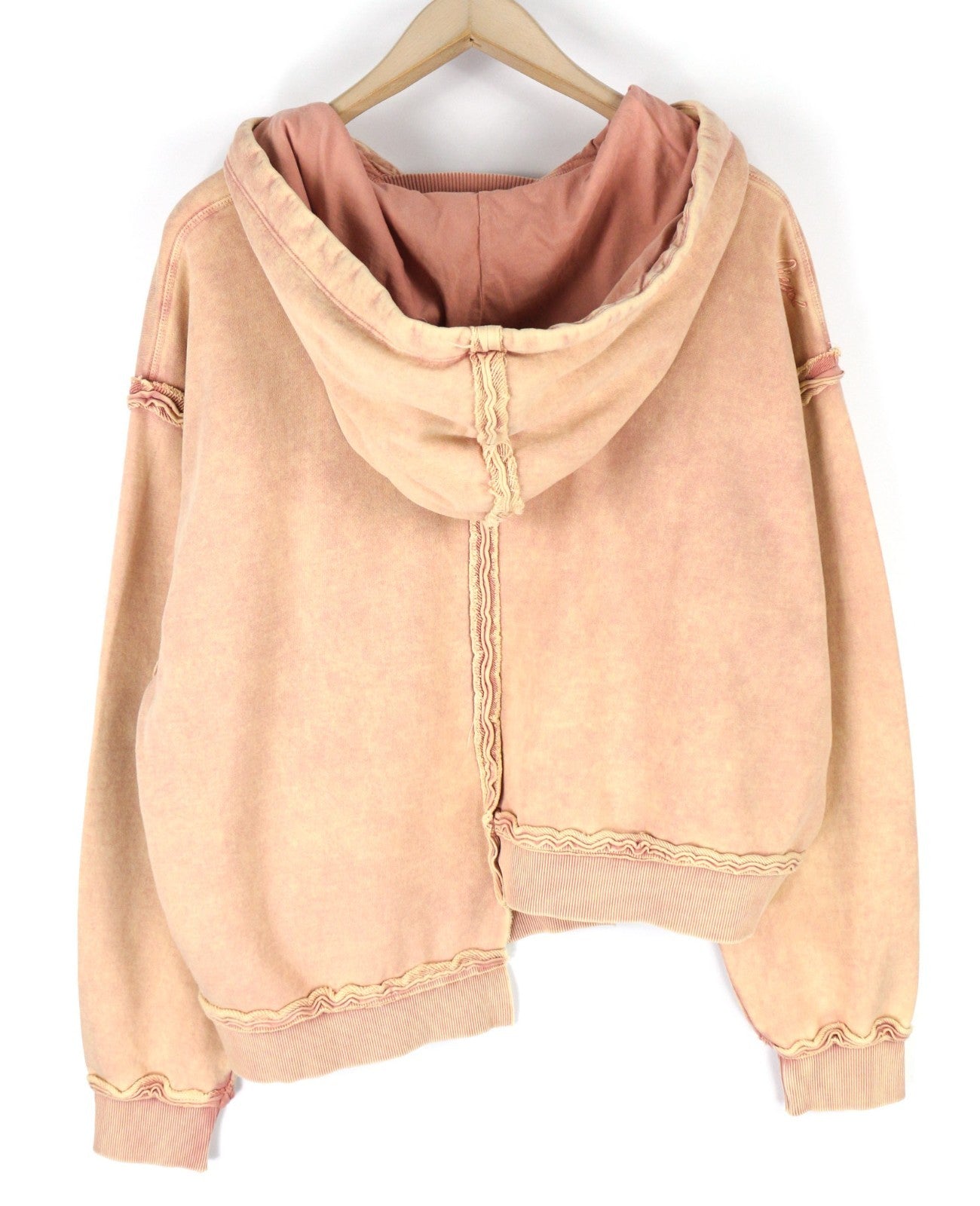 DIESEL F-Mikky Women's Hoodie L Peach Hood Asym Pocket Style Pullover RRP195