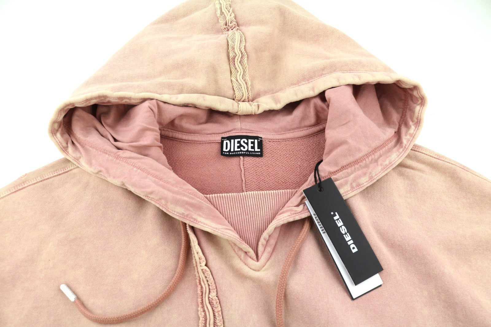 DIESEL F-Mikky Women's Hoodie L Peach Hood Asym Pocket Style Pullover RRP195