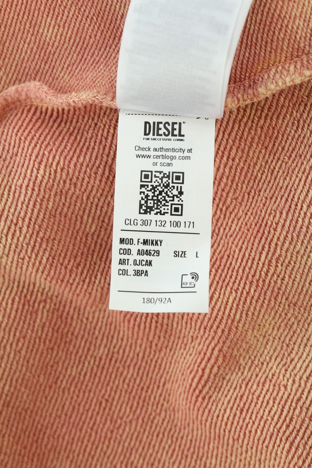 DIESEL F-Mikky Women's Hoodie L Light Peach Hood Asymmetrical Pullover RRP195