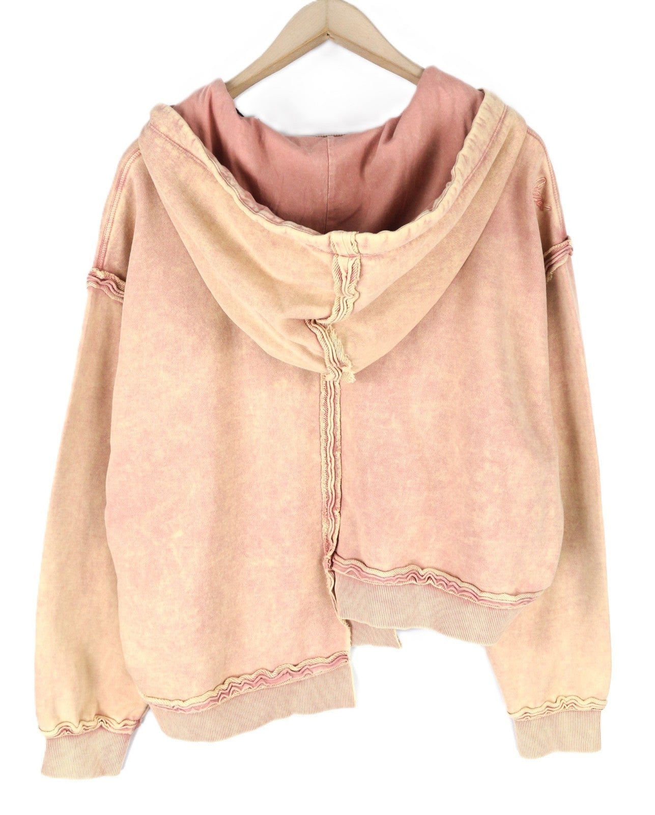 DIESEL F-Mikky Women's Hoodie L Light Peach Hood Asymmetrical Pullover RRP195