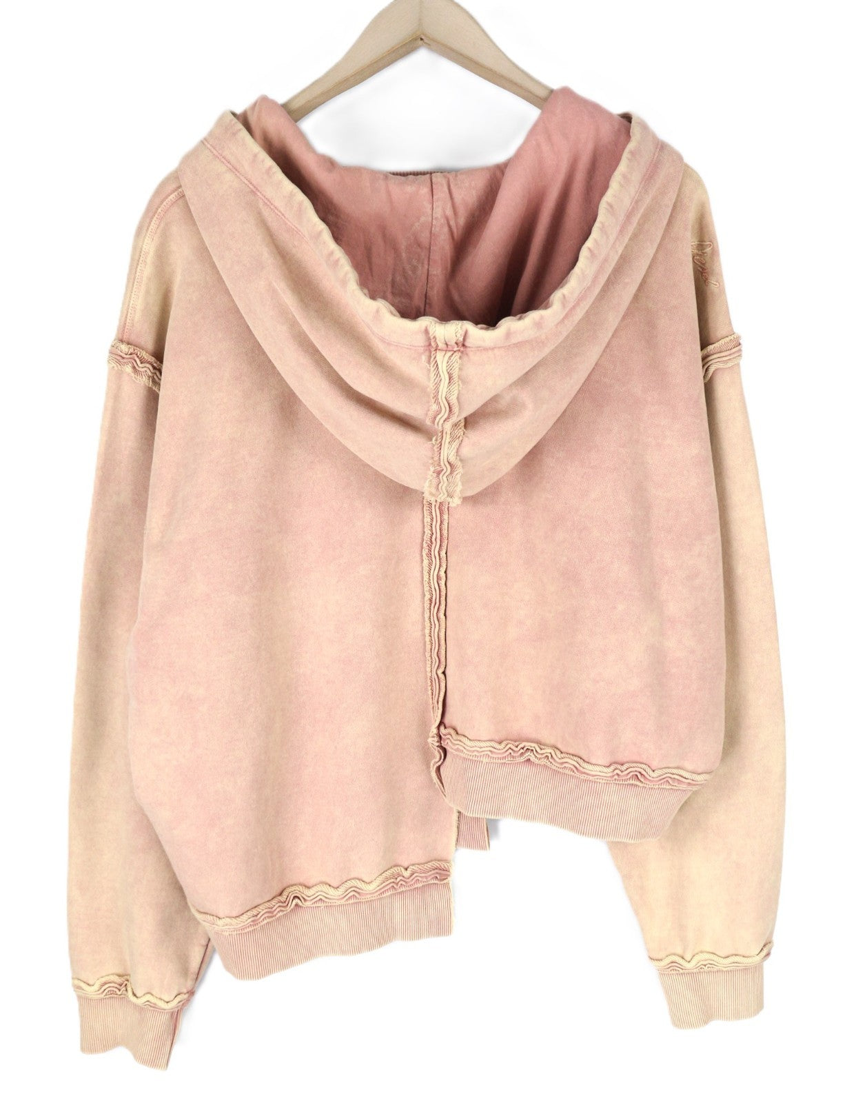 DIESEL F-Mikky Women's Hoodie L Peach Hood Asymmetrical Logo Pullover RRP195