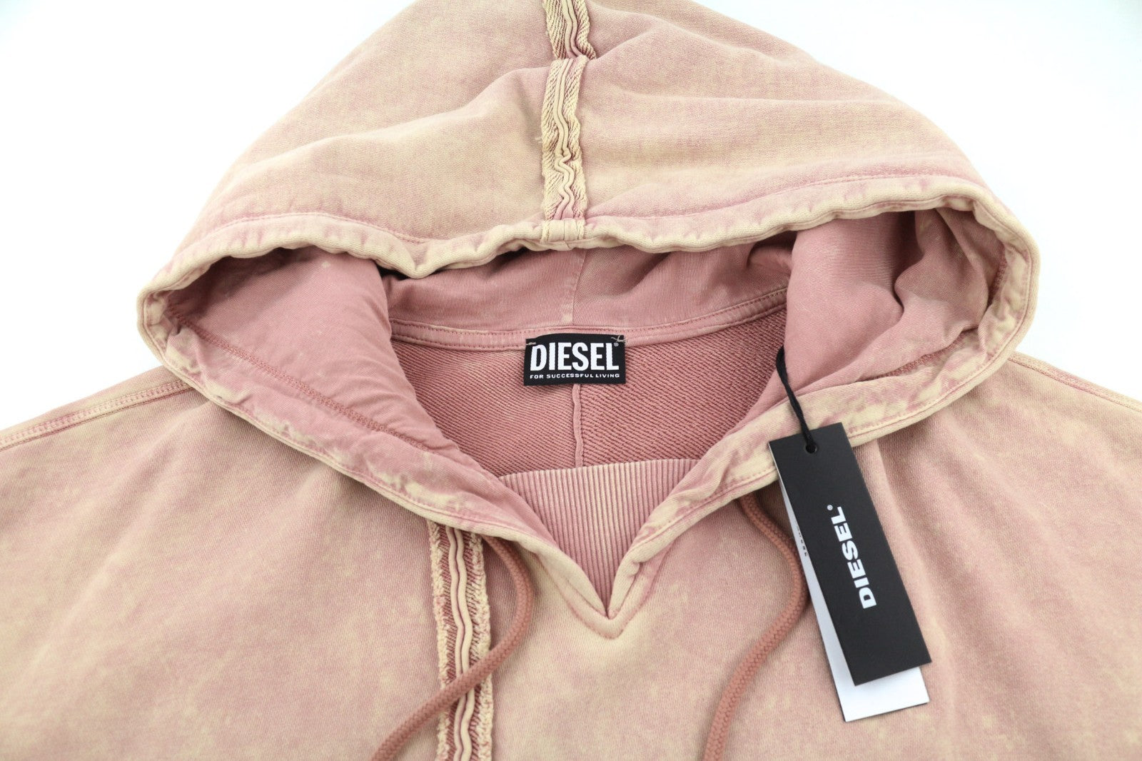 DIESEL F-Mikky Women's Hoodie XL Peach Hood Asym Pocket Everyday Pullover RRP195
